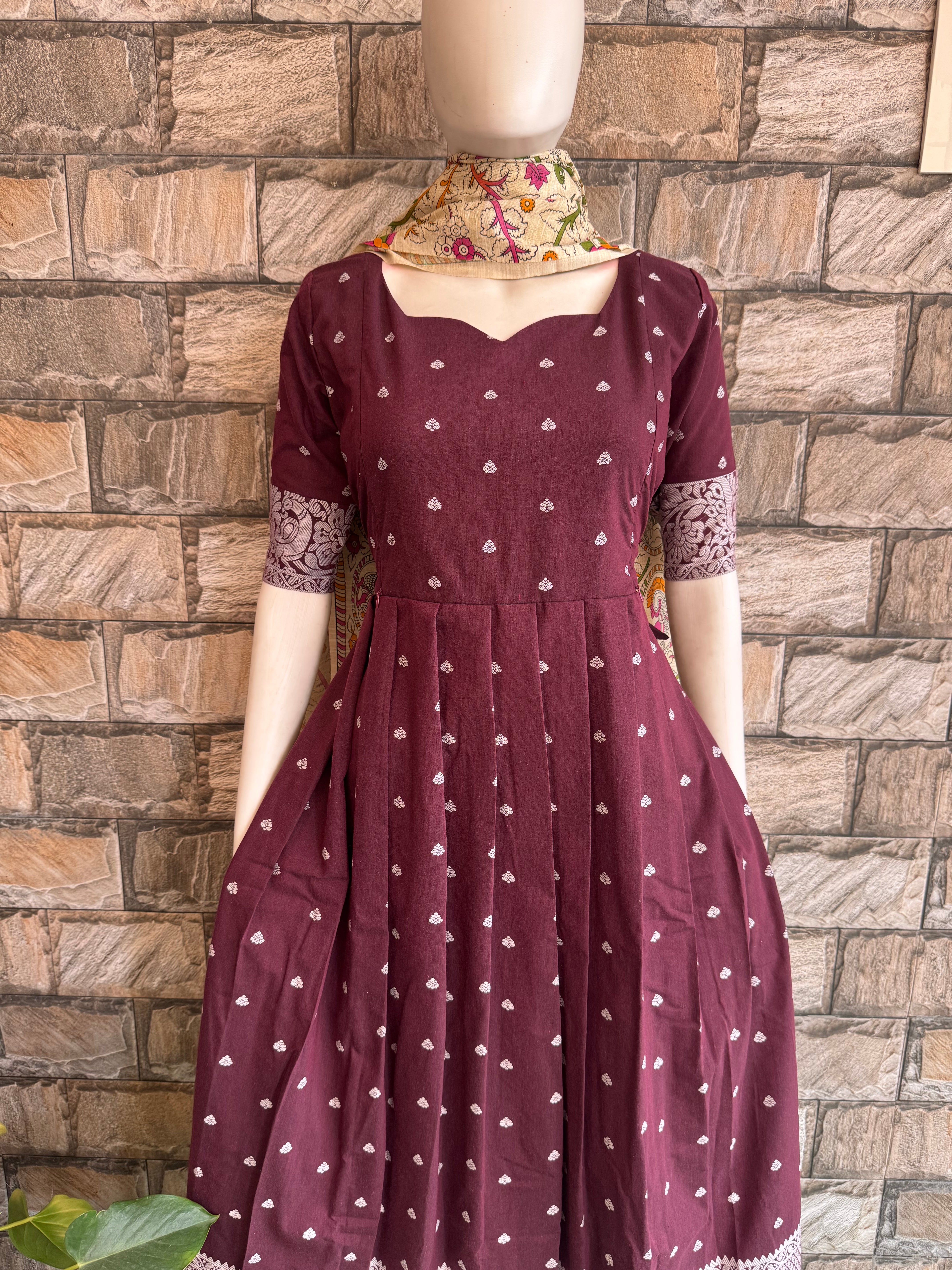 Plum Brown handloom Festive wear Maternity maxi Dispatch time 3 business days