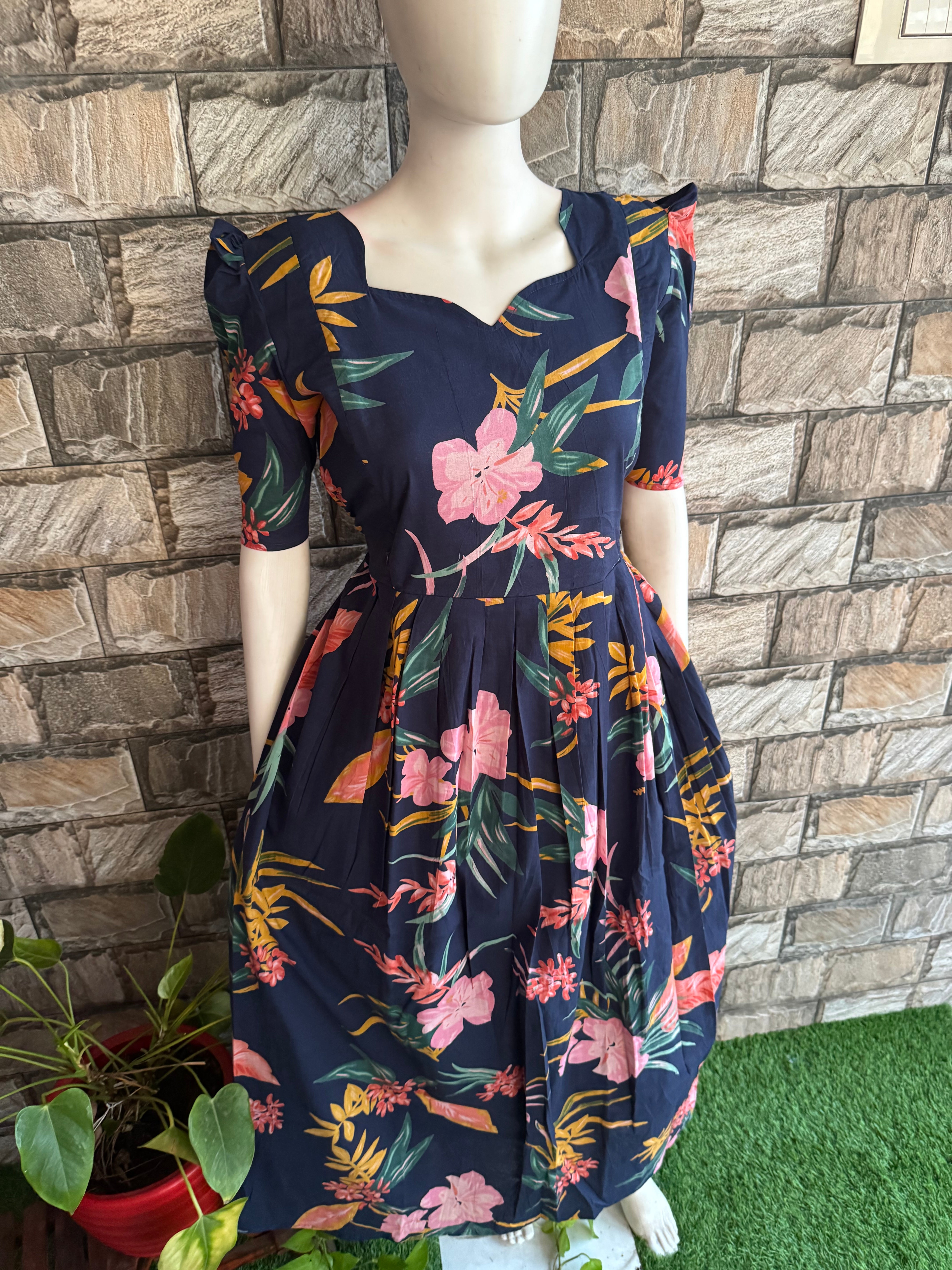 Blackish Navy soft cotton Maternity maxi