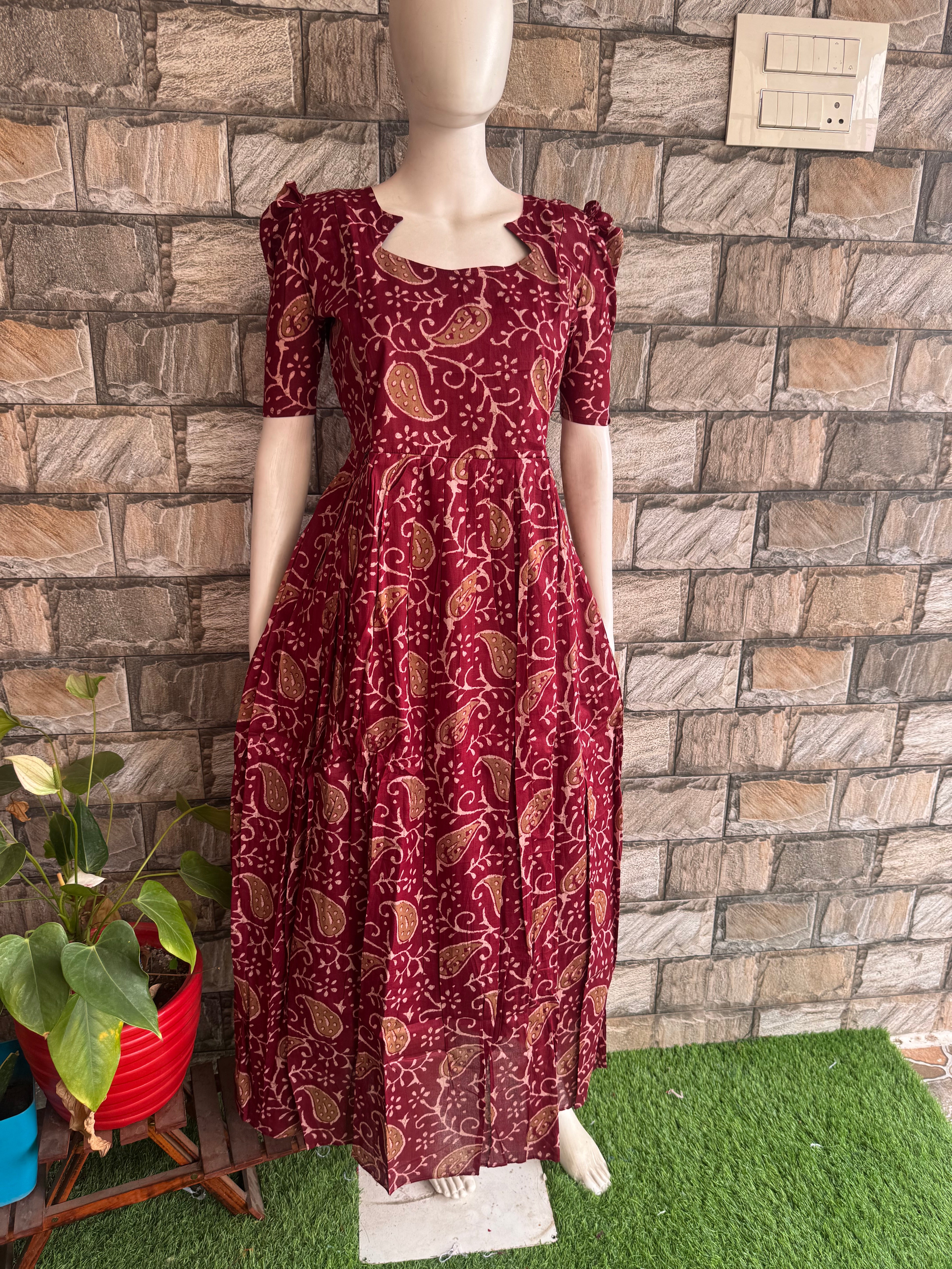 Soft cotton long Maternity maxi - Hibiscus