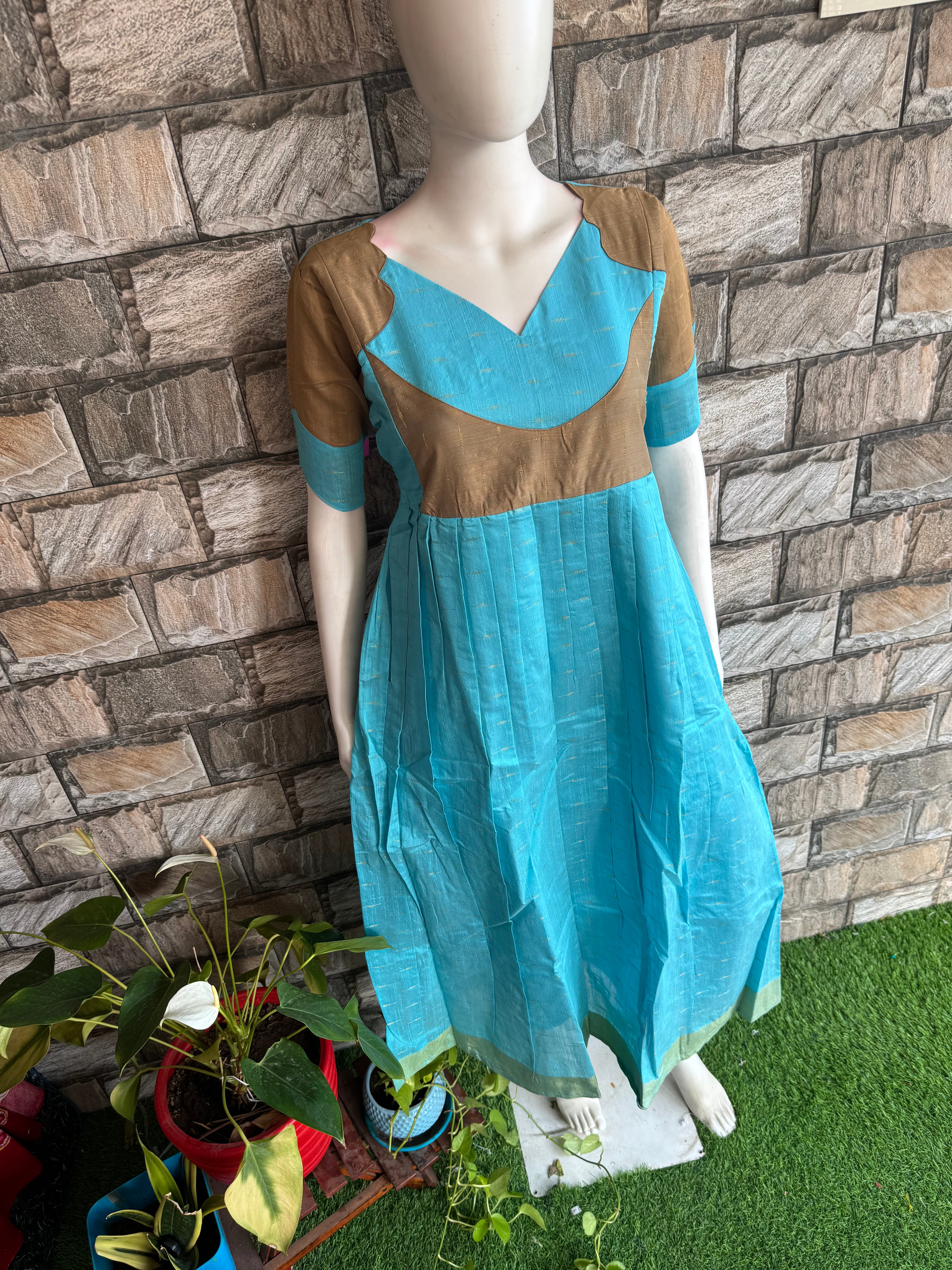 Festive wear Maternity raw silk maxi Sky Blue Budget launch