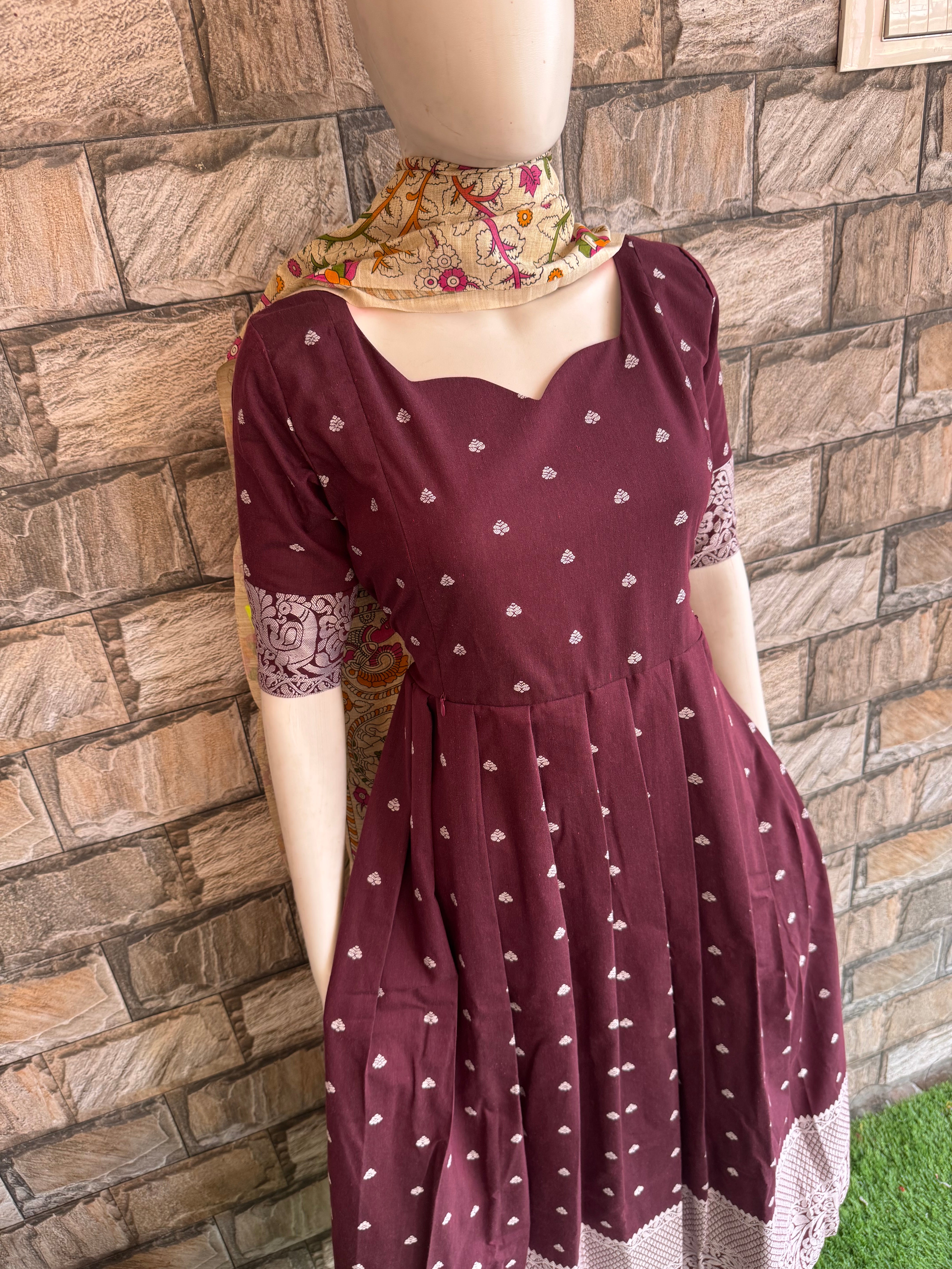 Plum Brown handloom Festive wear Maternity maxi Dispatch time 3 business days
