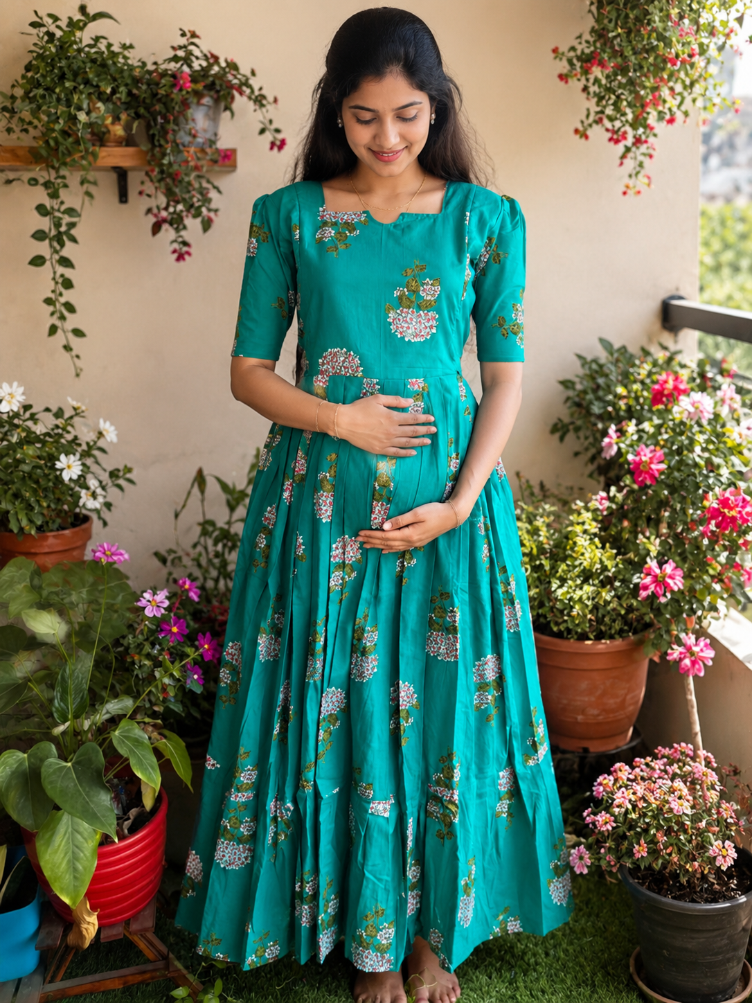 Blue Lady soft cotton Maternity maxi