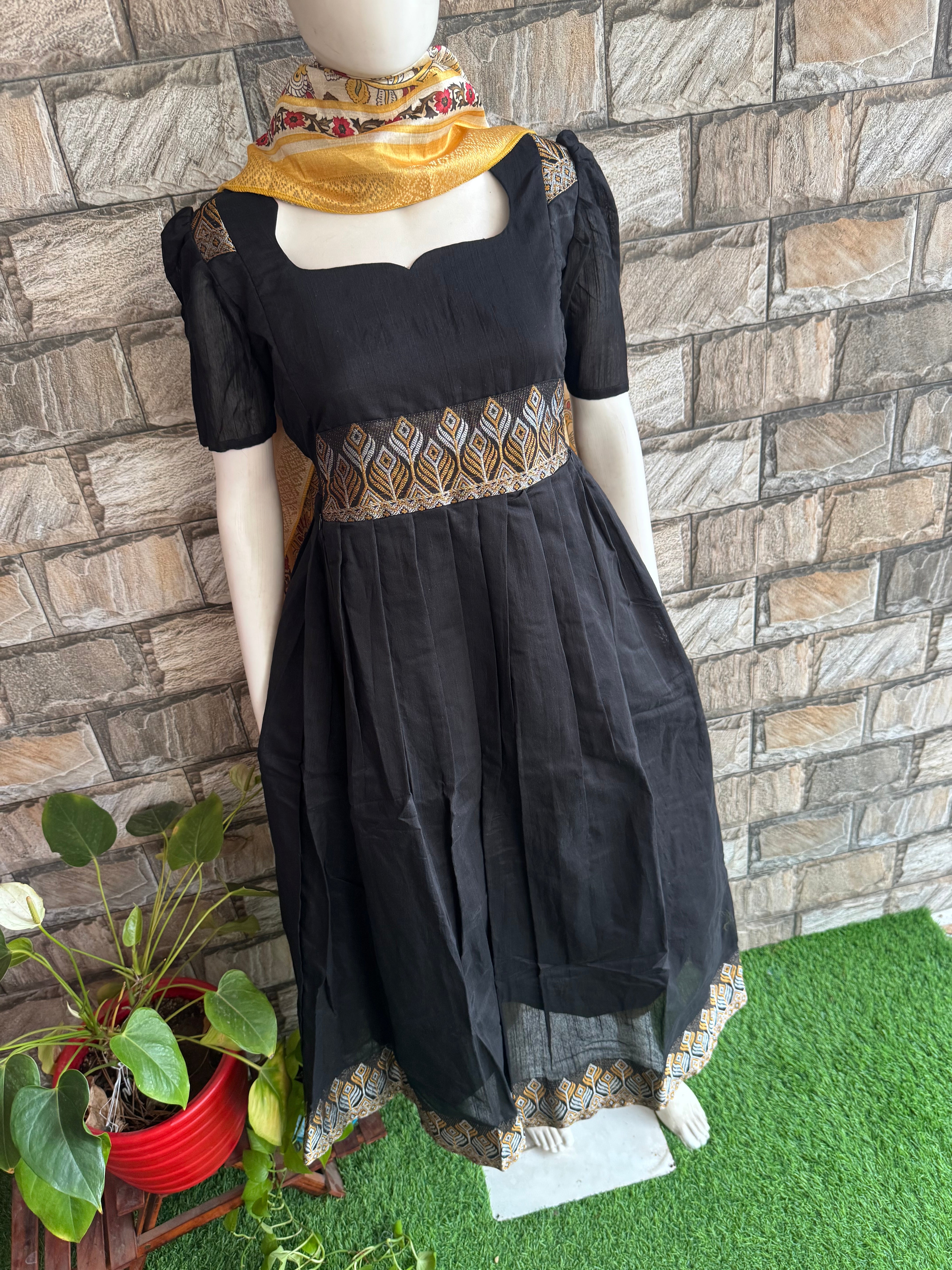 Festive wear Maternity raw silk maxi Black Beauty
