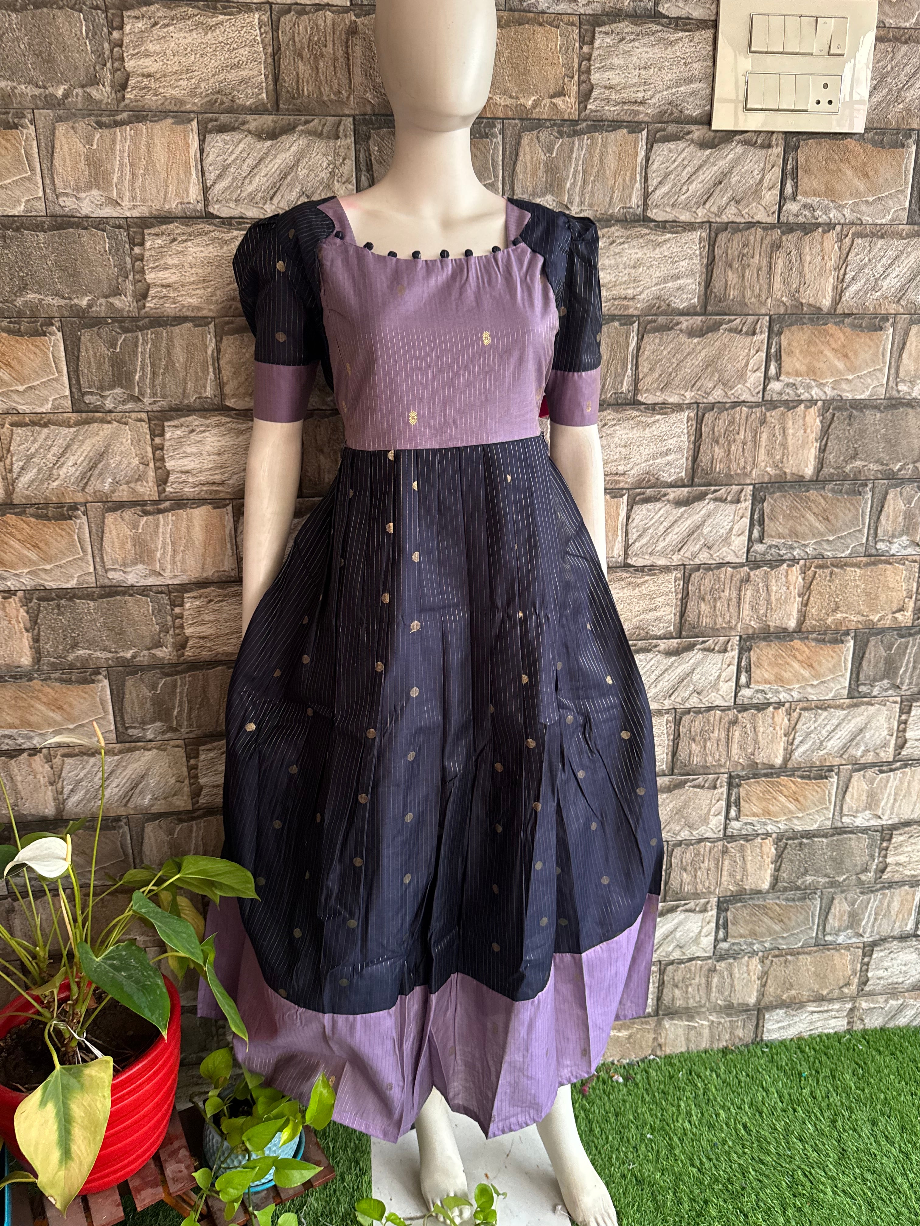 Festive wear Maternity raw silk maxi Dark Blue