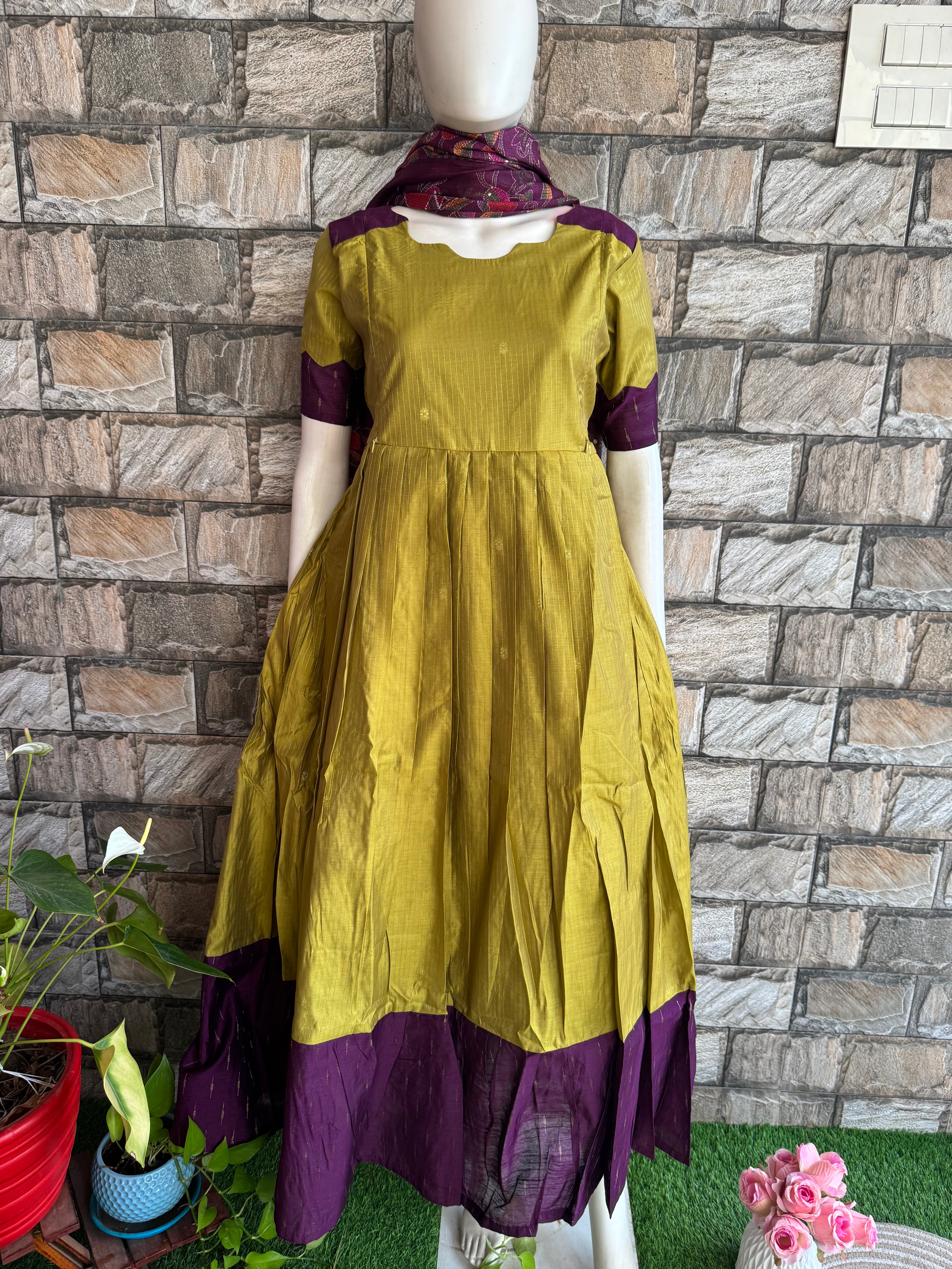 Festive wear Maternity raw silk maxi Unique Shade