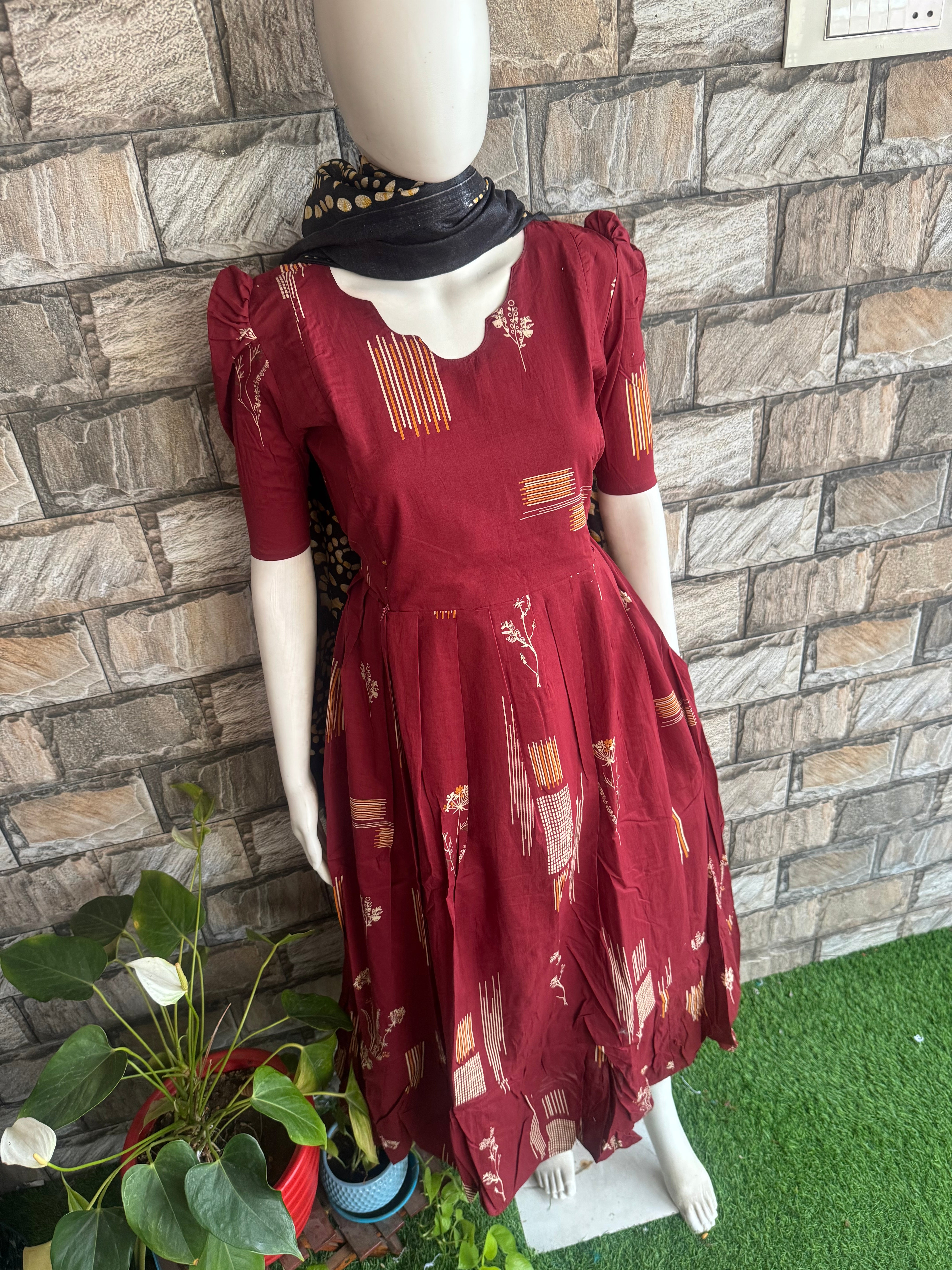Maroon blish soft cotton Maternity maxi