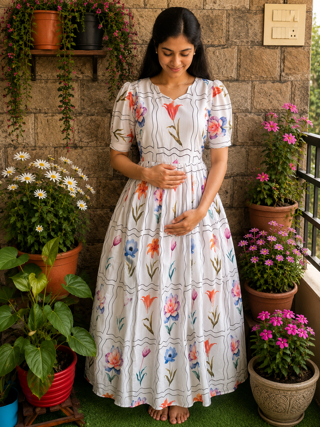 Flex cotton Maternity maxi Full length Maxi