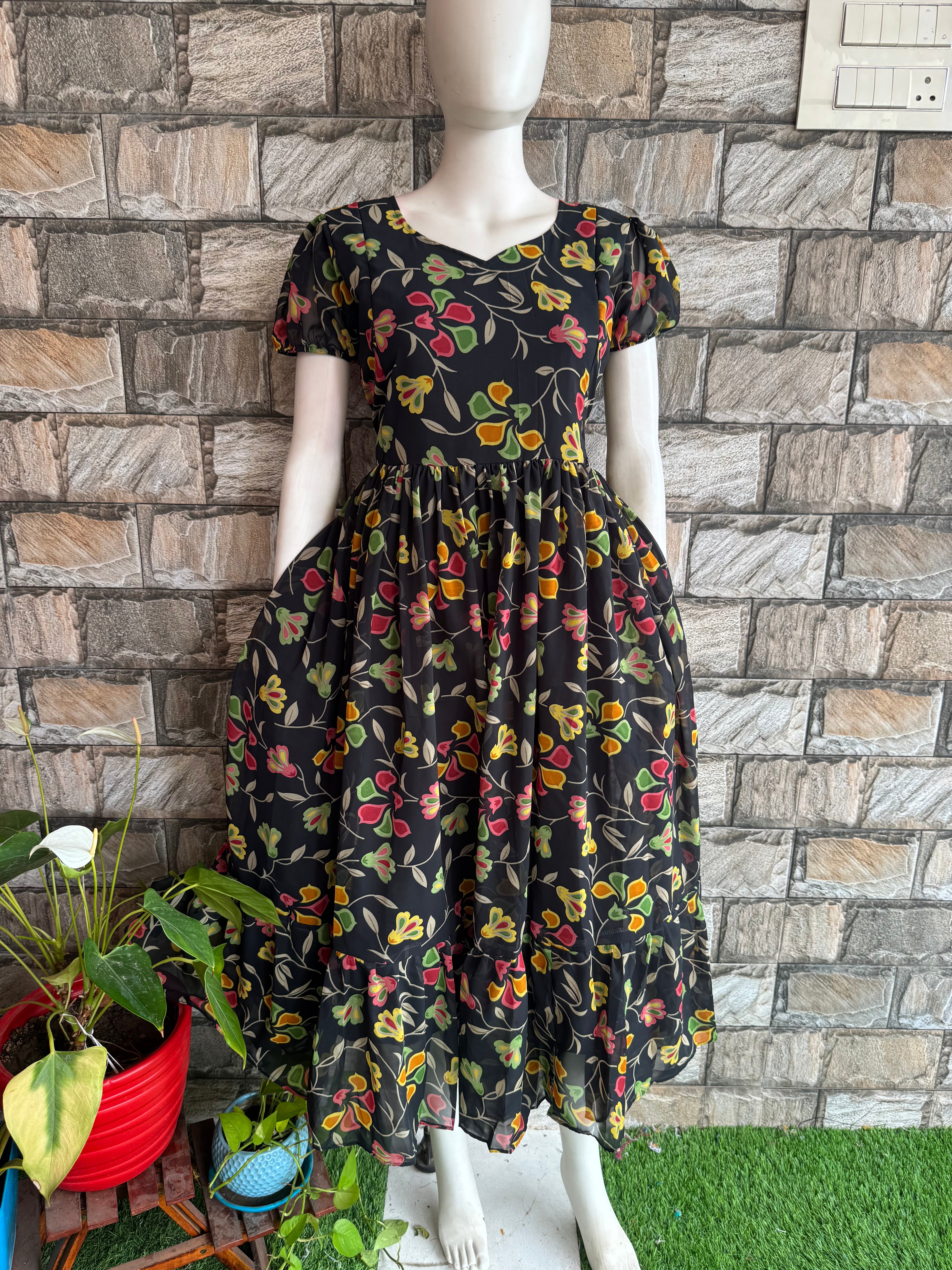 Black Georgette Maternity Maxi
