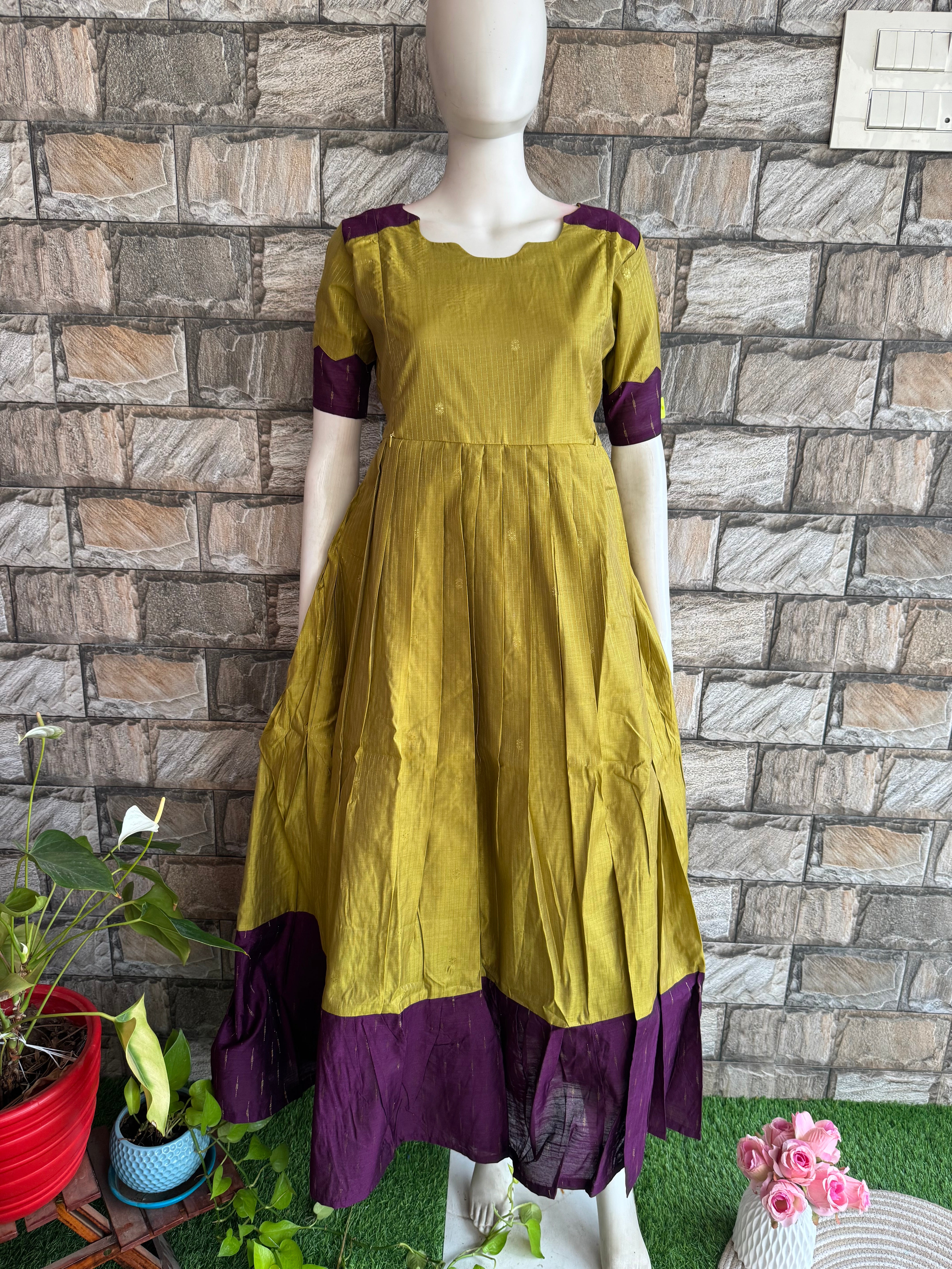 Festive wear Maternity raw silk maxi Unique Shade
