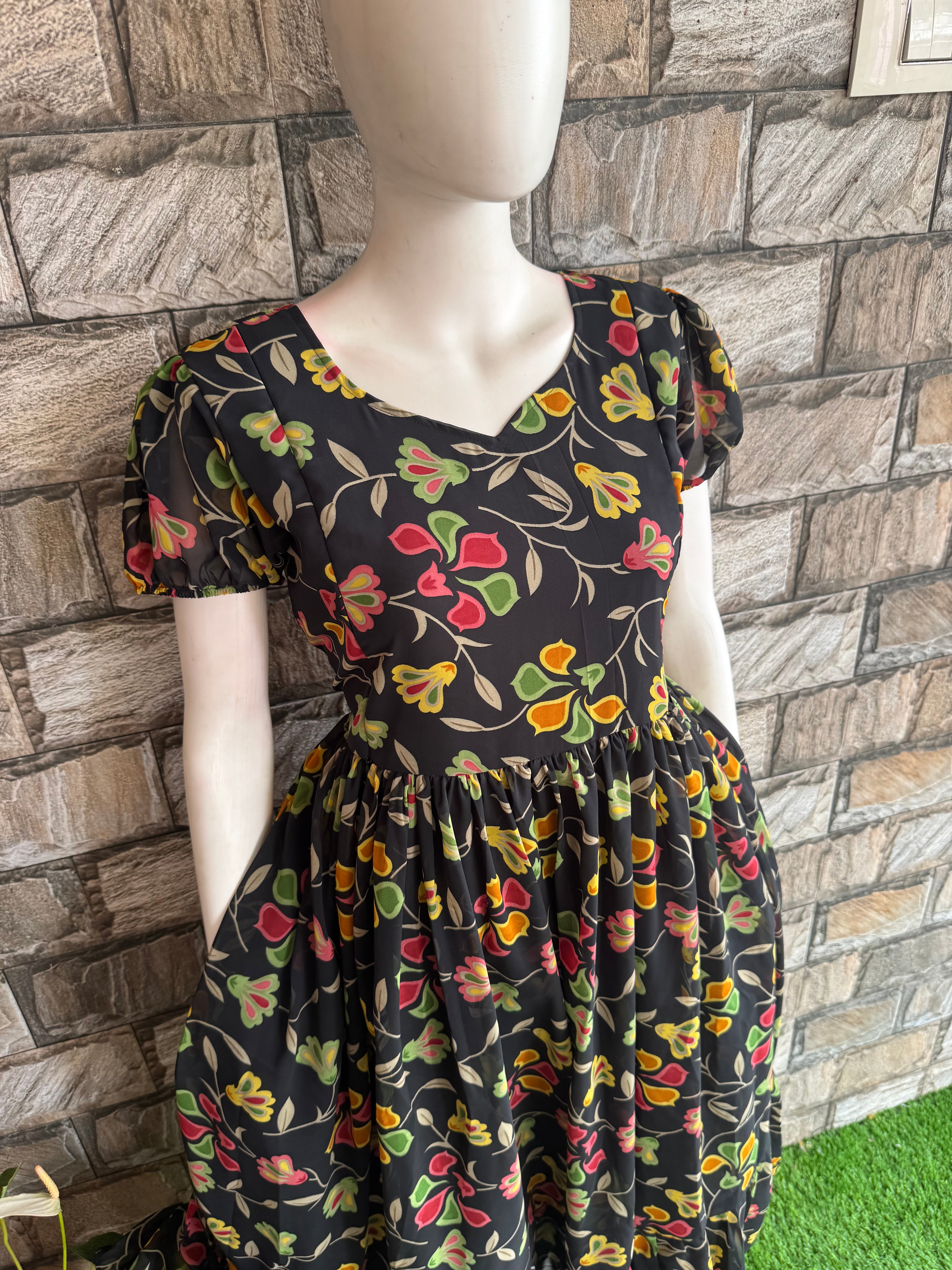 Black Georgette Maternity Maxi