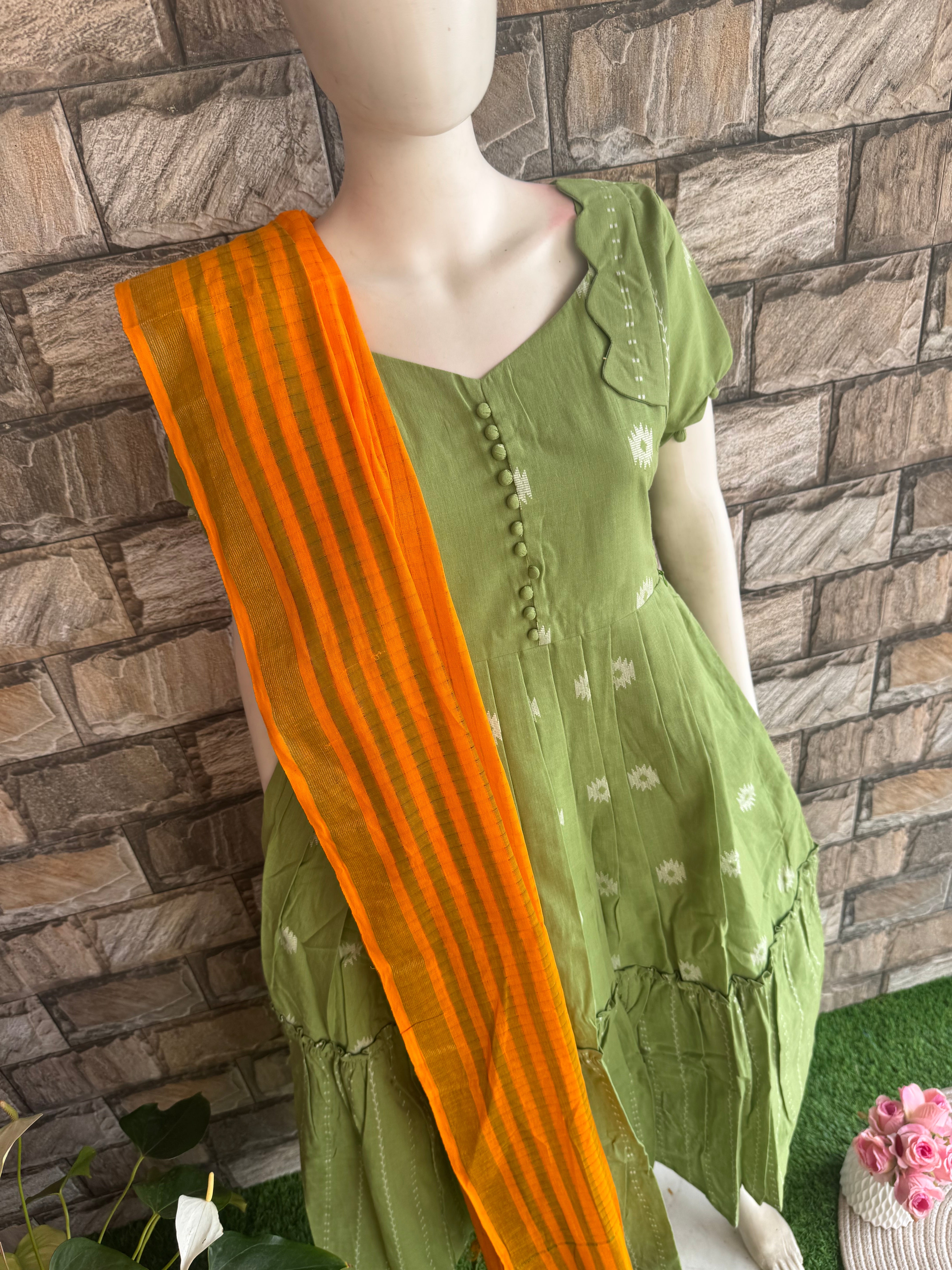 Pure handloom cotton  Dupatta Mango Yellow