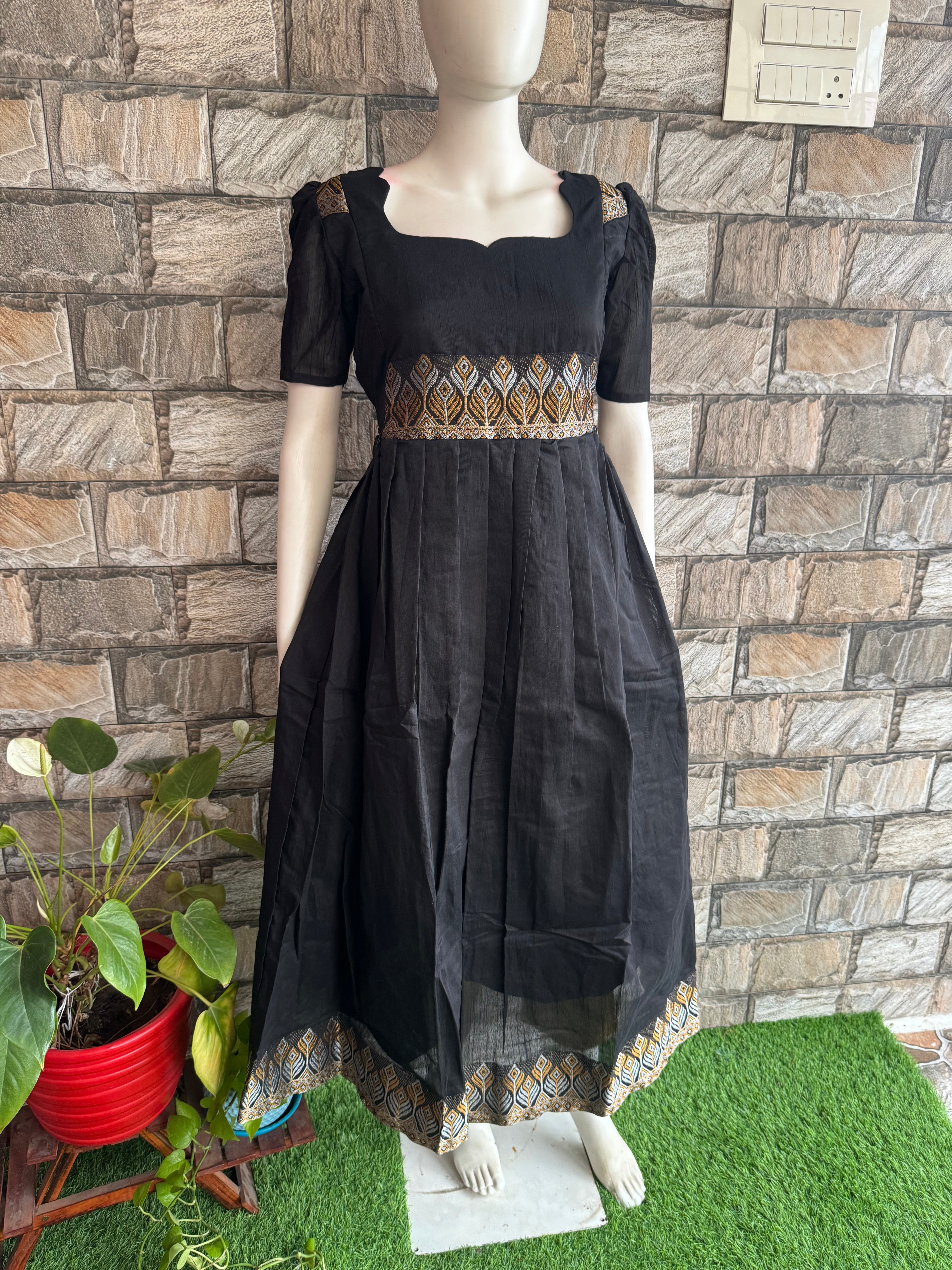 Festive wear Maternity raw silk maxi Black Beauty