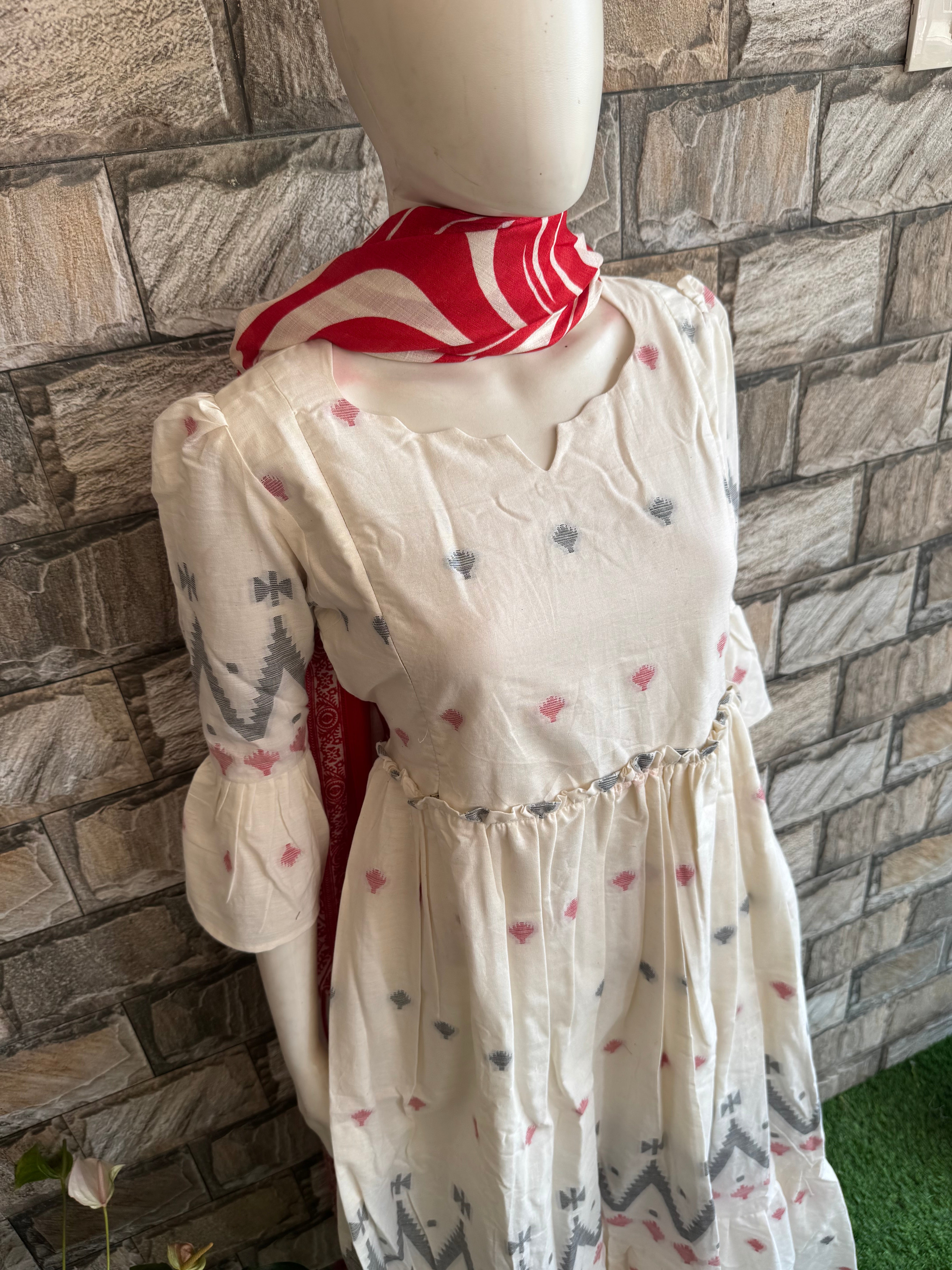 Milky white Handloom cotton Maternity maxi