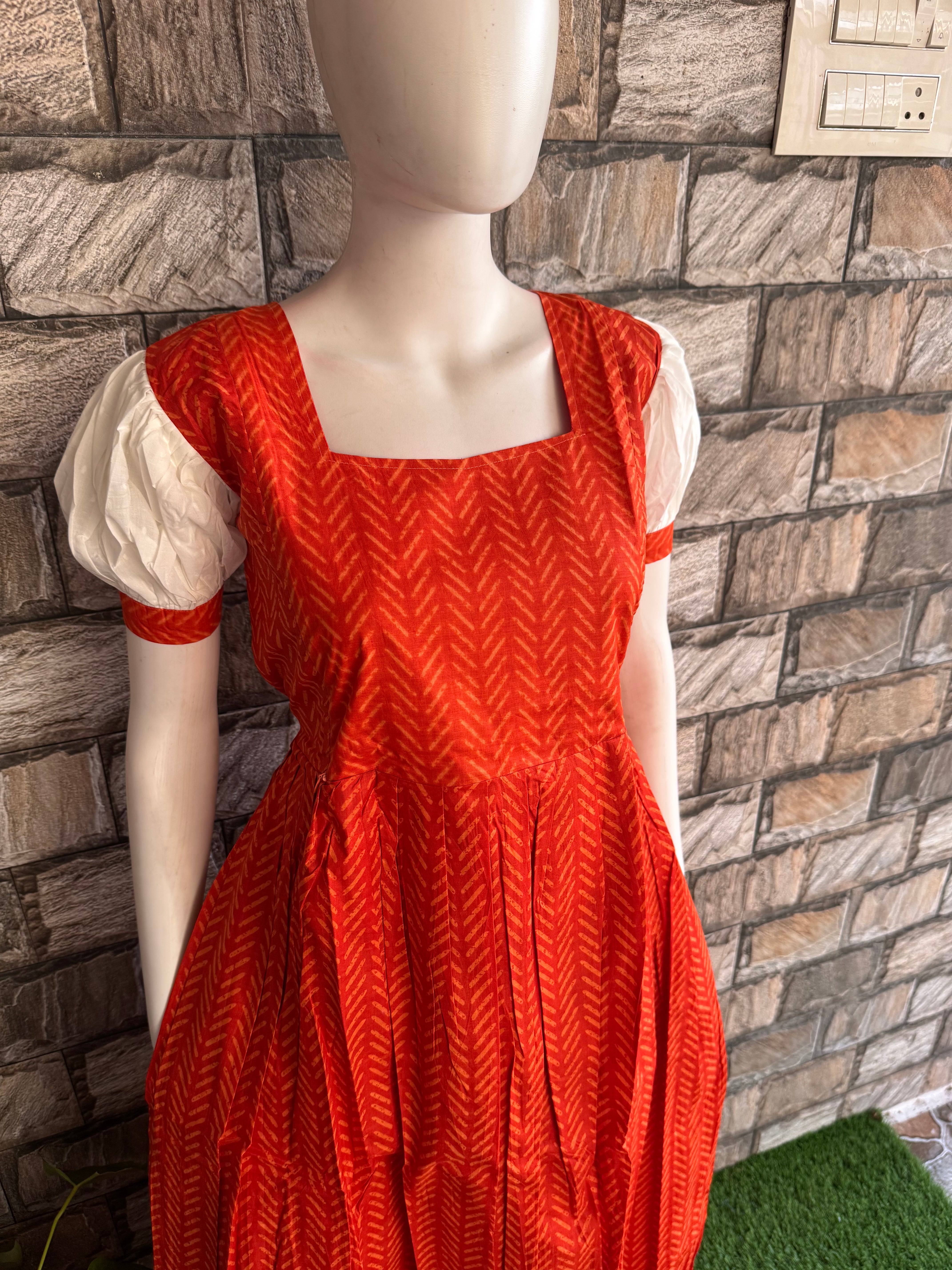 Orange soft cotton Maternity maxi