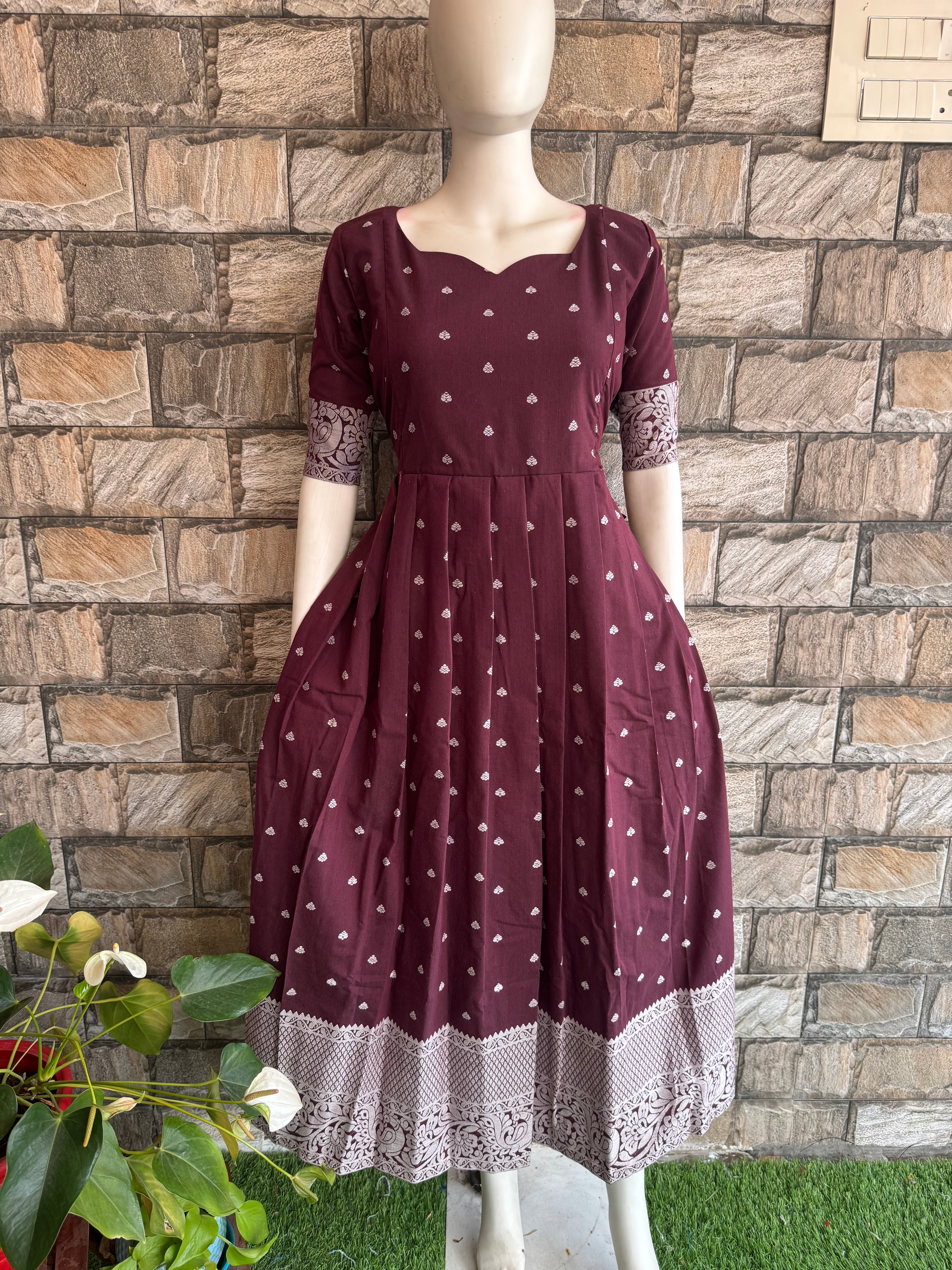 Plum Brown handloom Festive wear Maternity maxi Dispatch time 3 business days