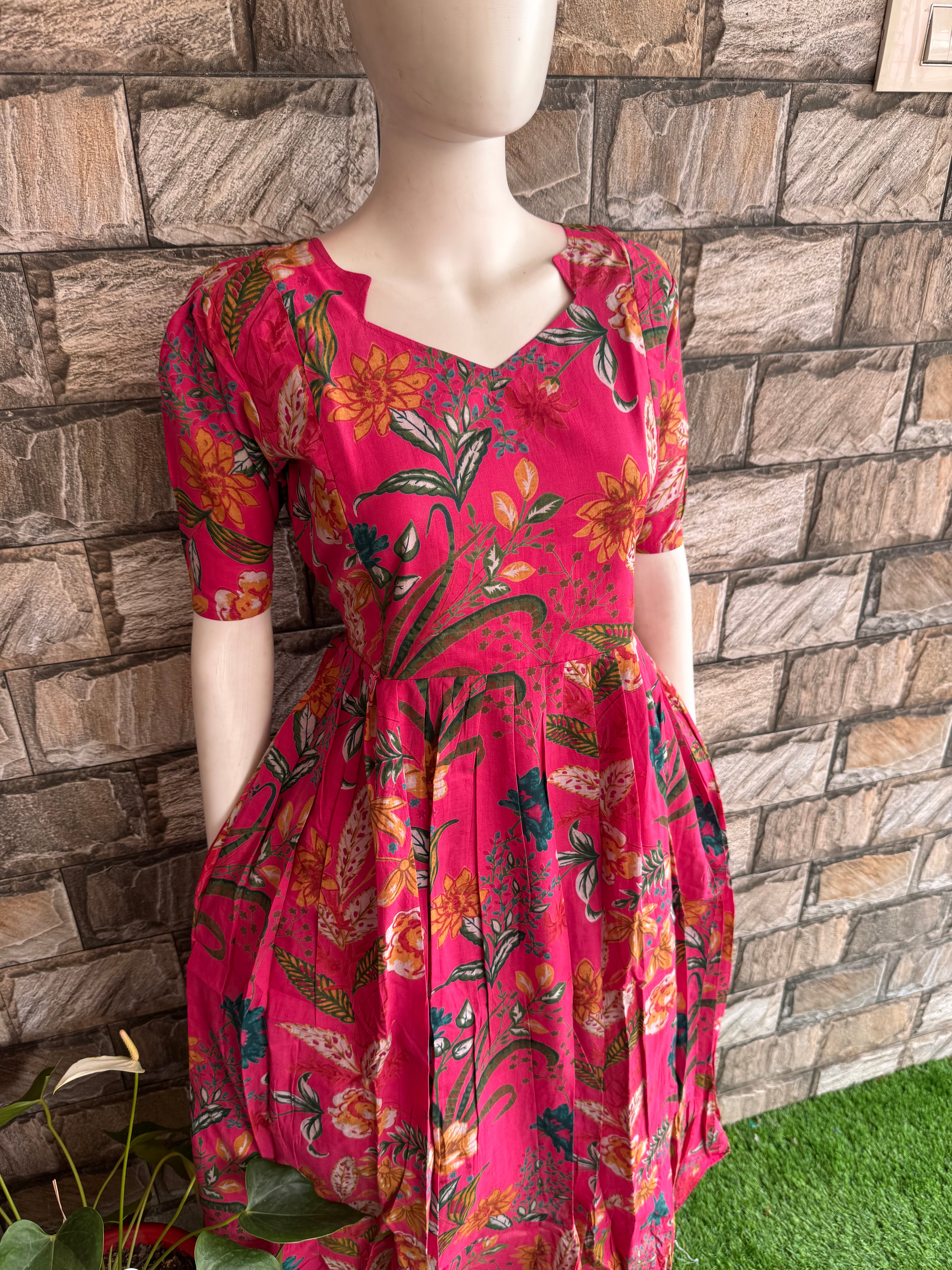 Pinky tropical soft cotton Maternity maxi