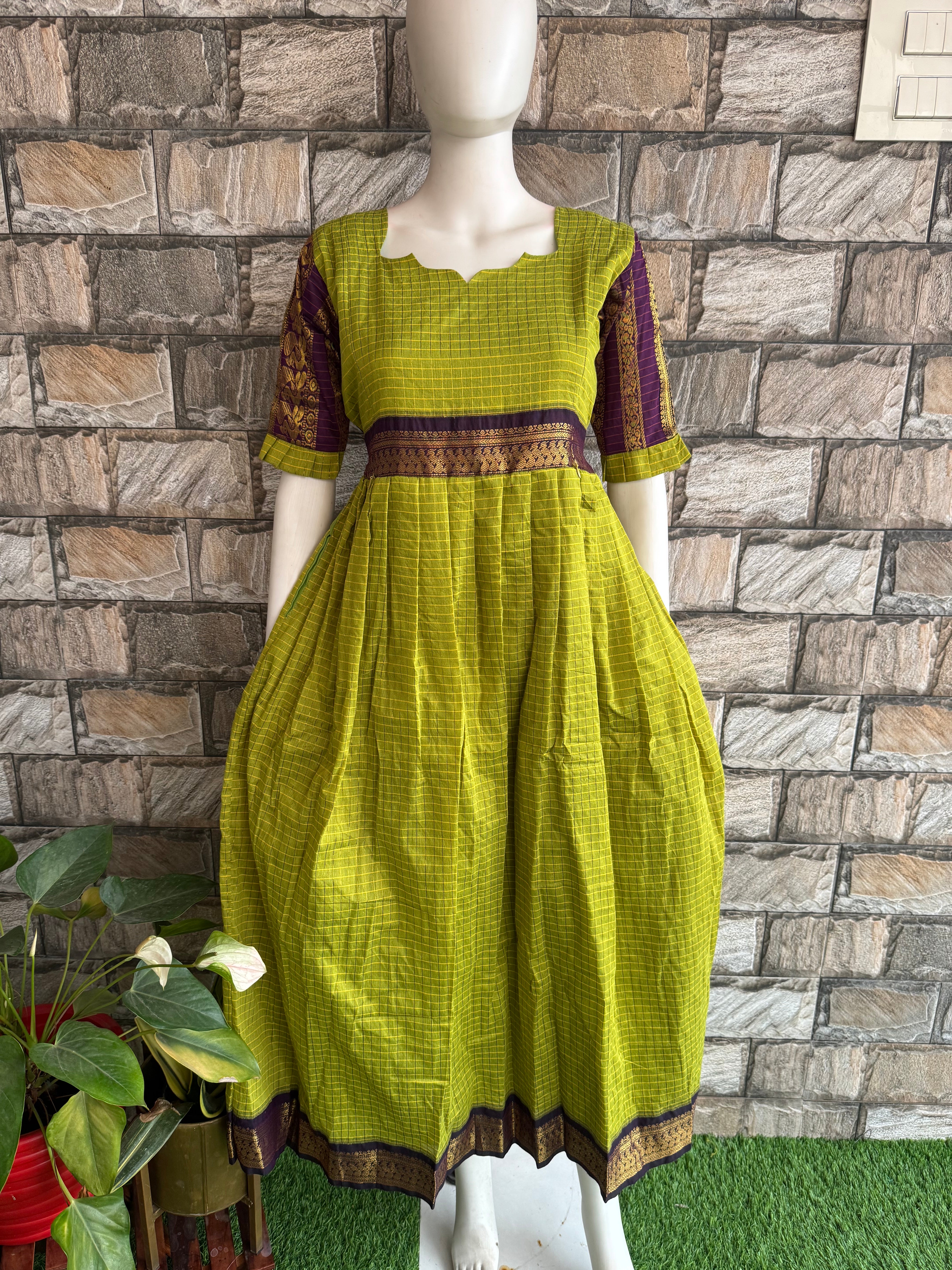 Green Kalyani cotton Maternity Maxi