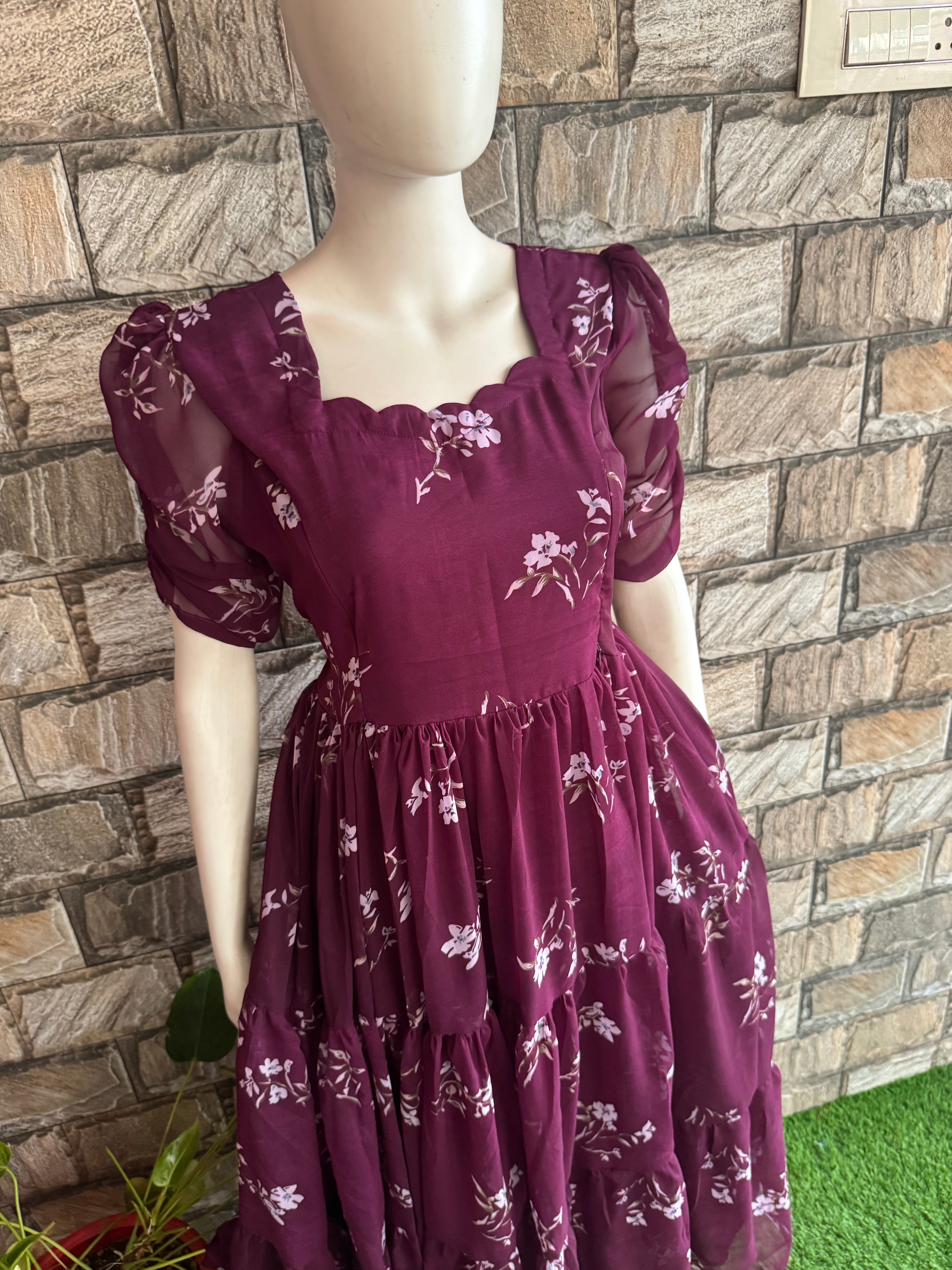 Wine Georgette Maternity Feeding maxi