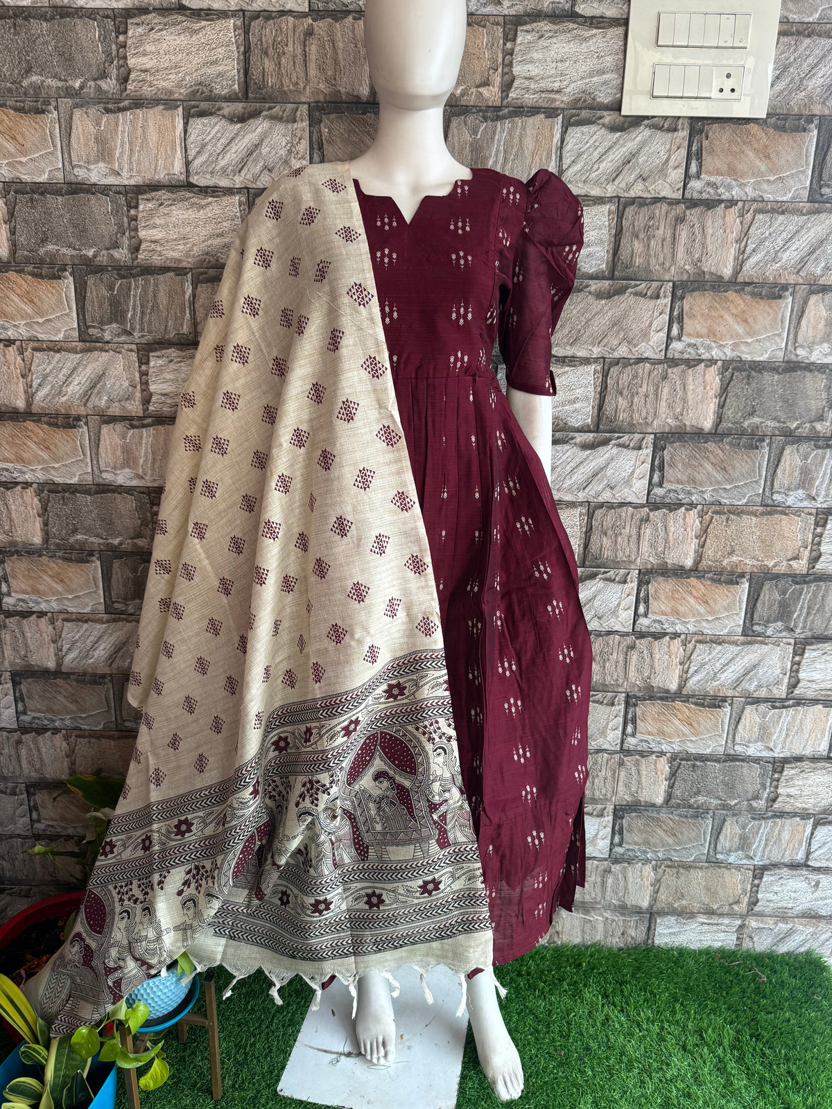 Diwali series Maternity raw silk maxi- with Dupatta