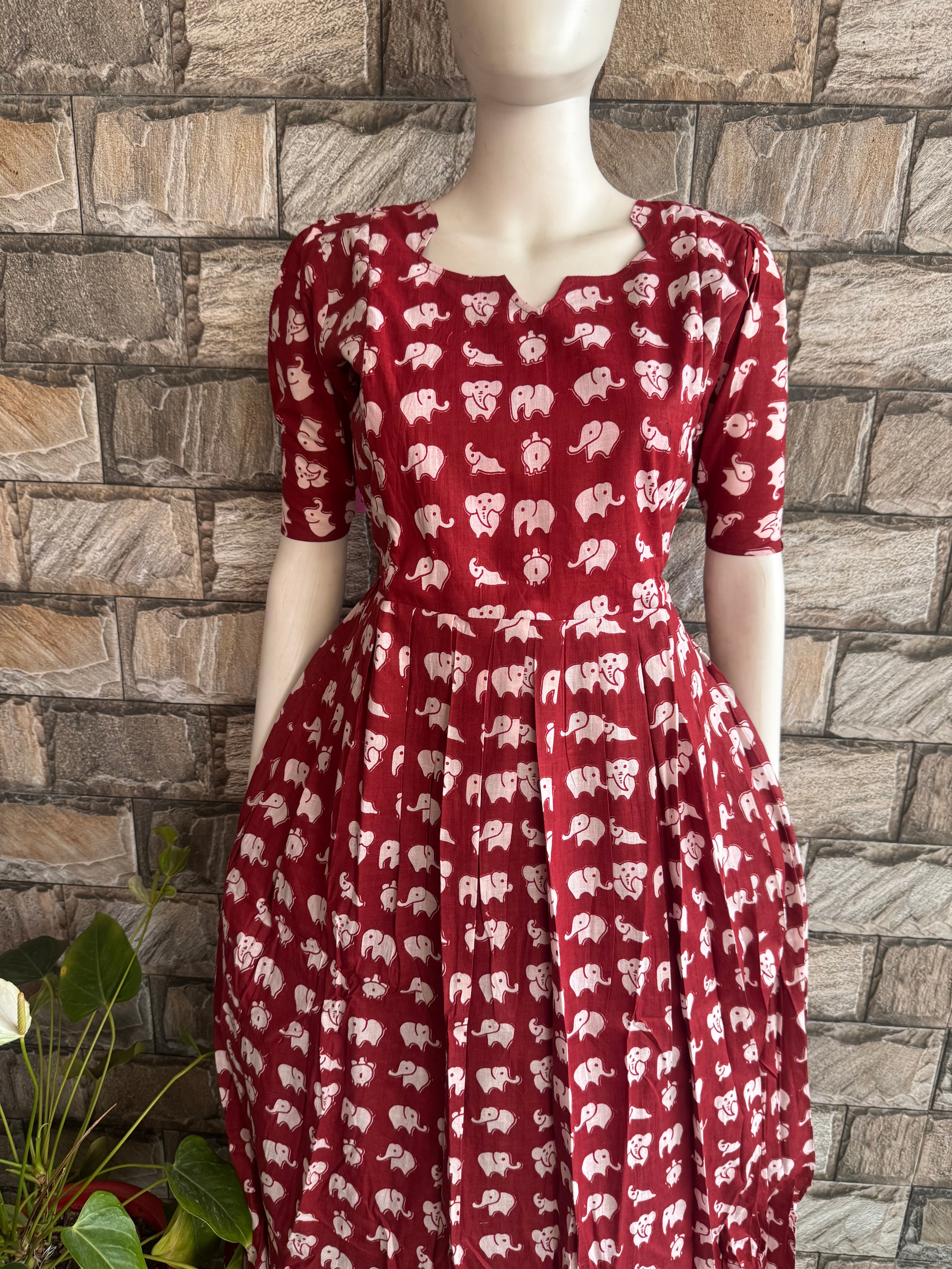 Maroon elephant soft cotton Maternity maxi