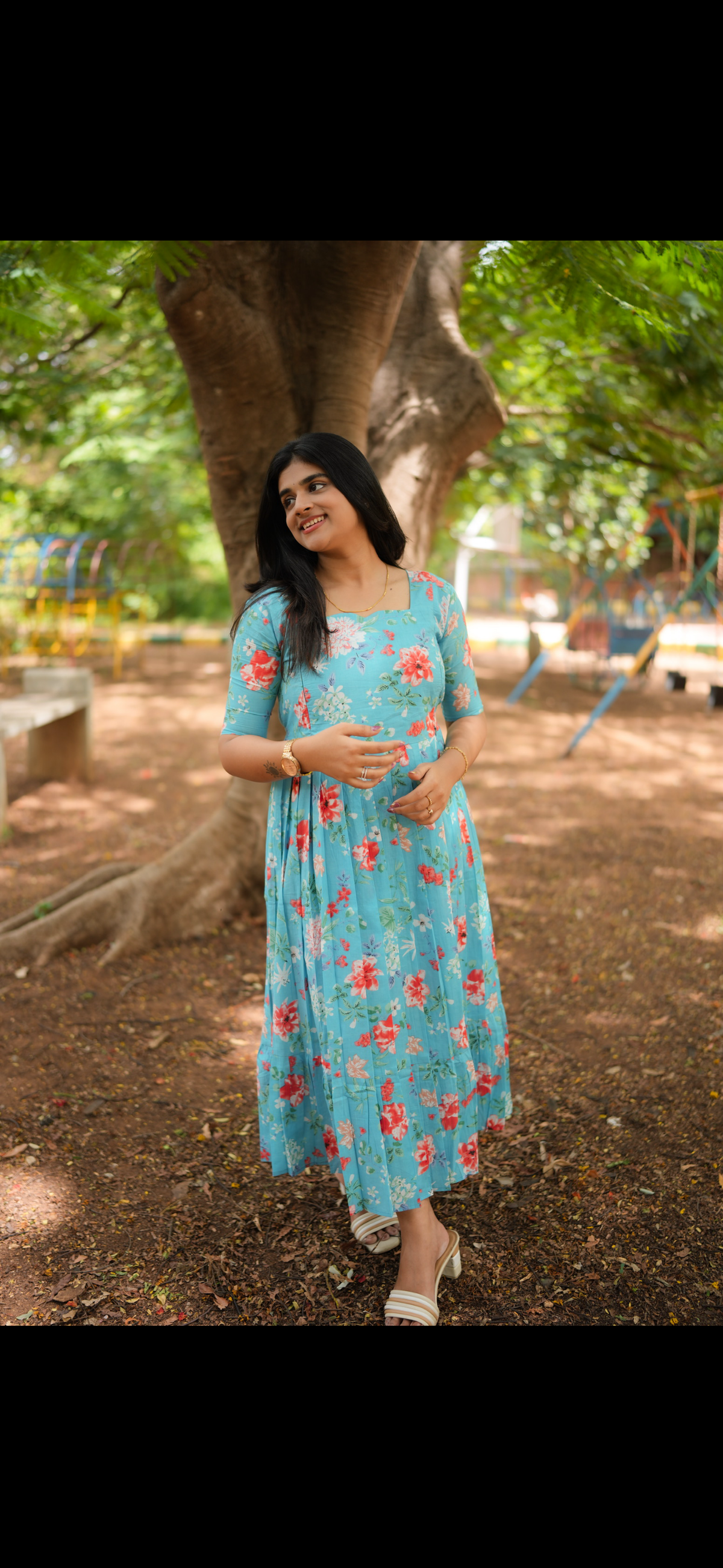 Soft cotton Maternity Feeding Maxi Floral