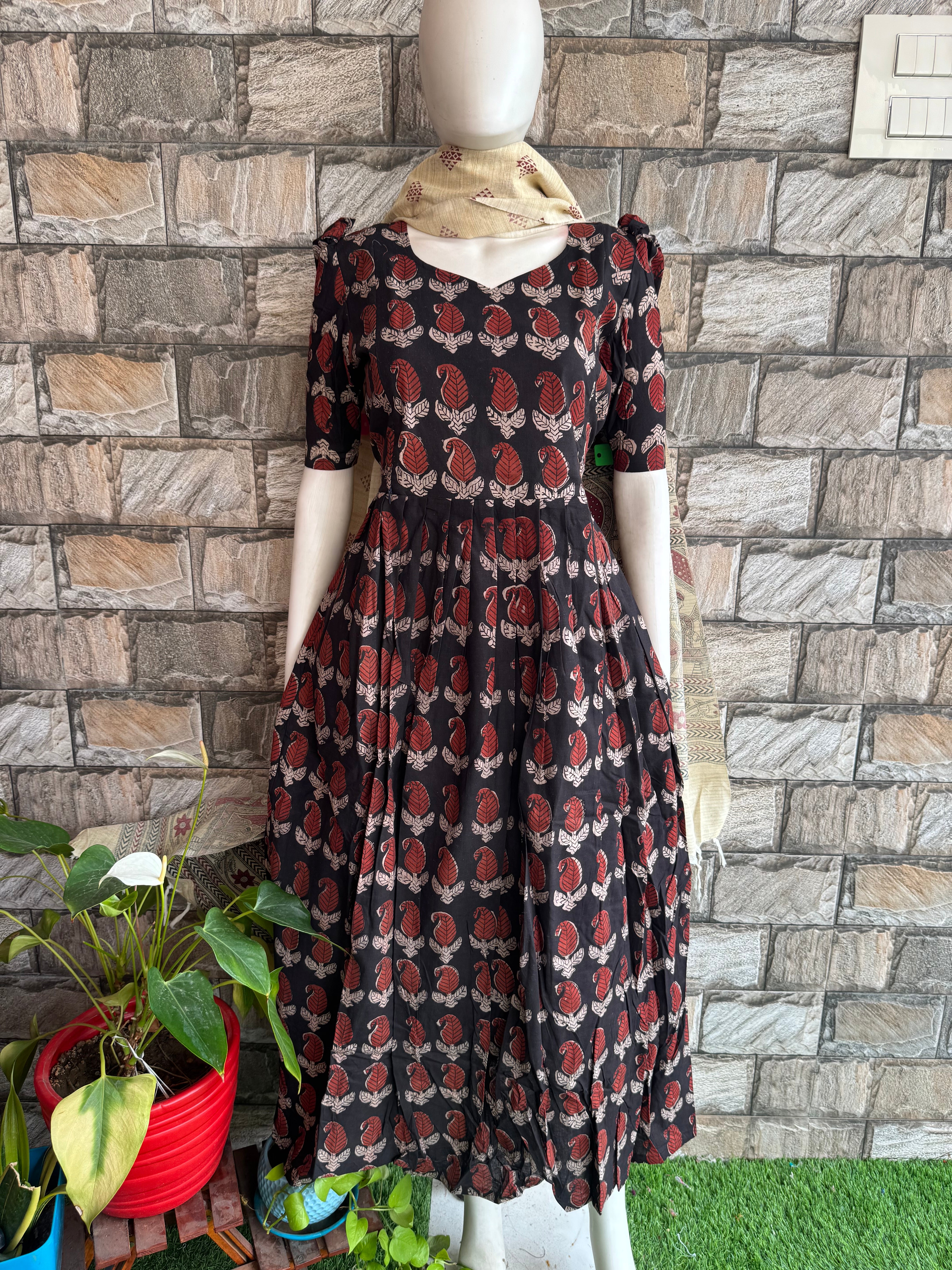 Black Baguru Handblock soft cotton Maternity maxi