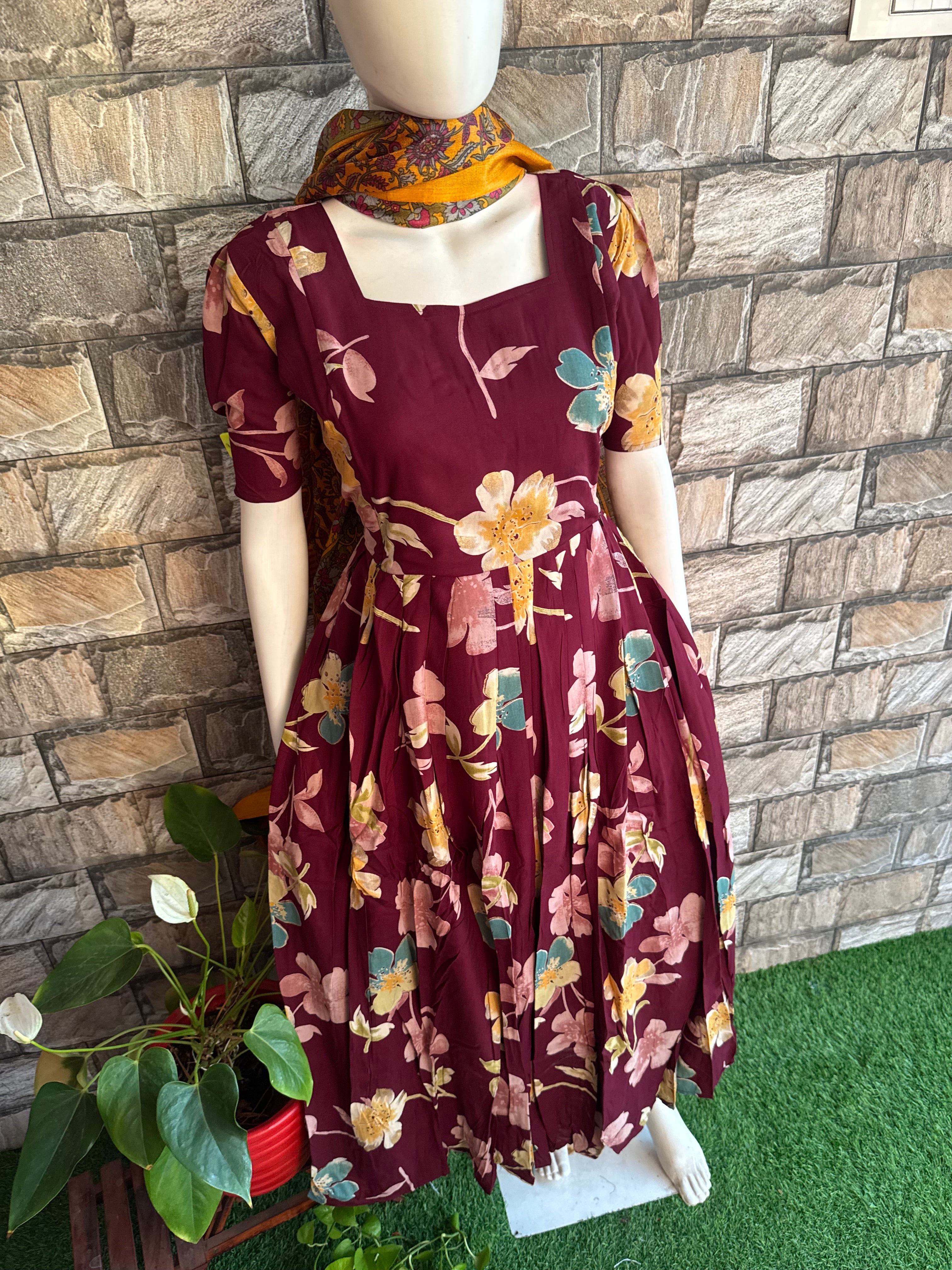 Maroonish wine Slub soft cotton Maternity maxi