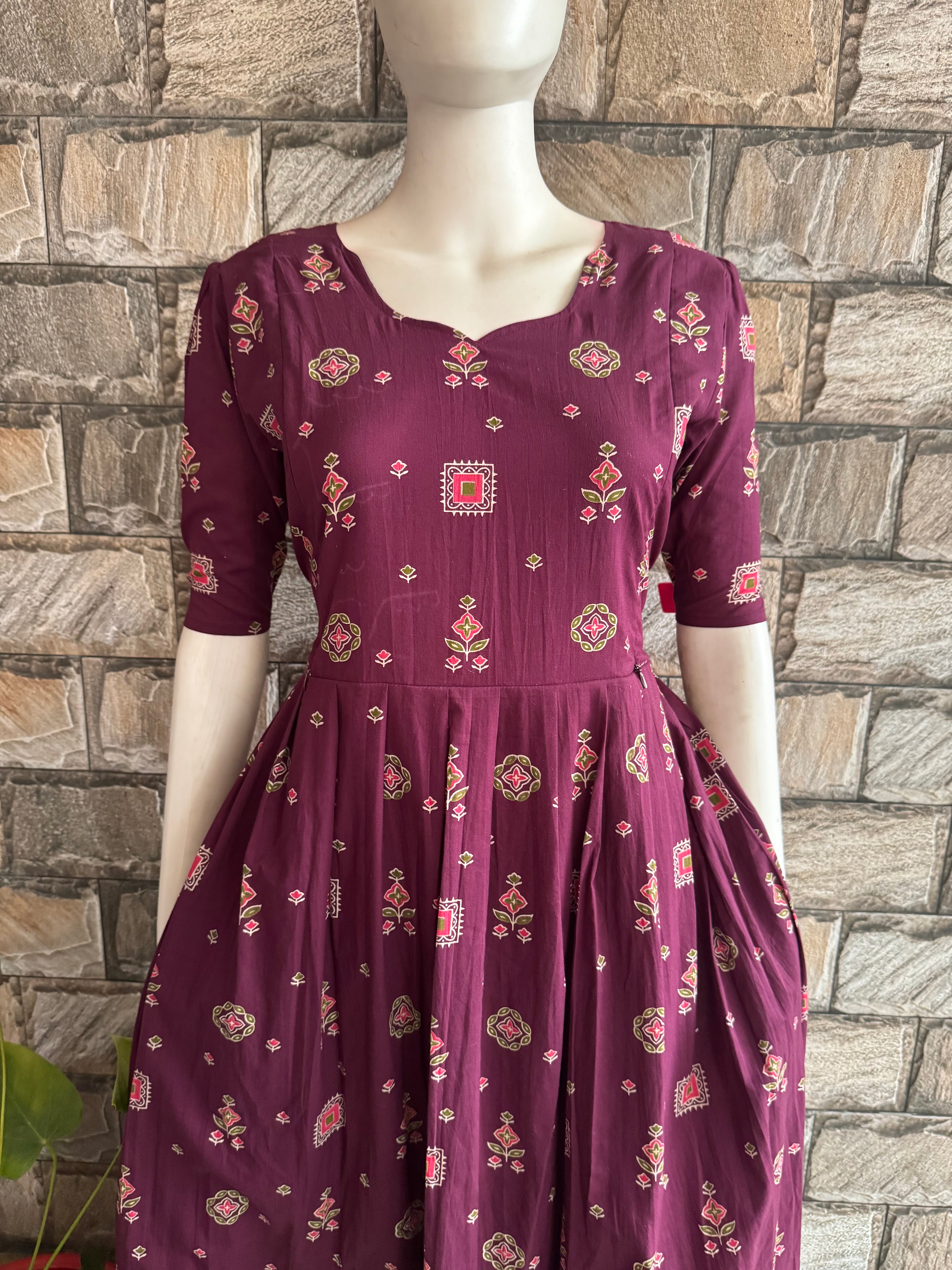 Soft cotton Maternity maxi - Brinjal
