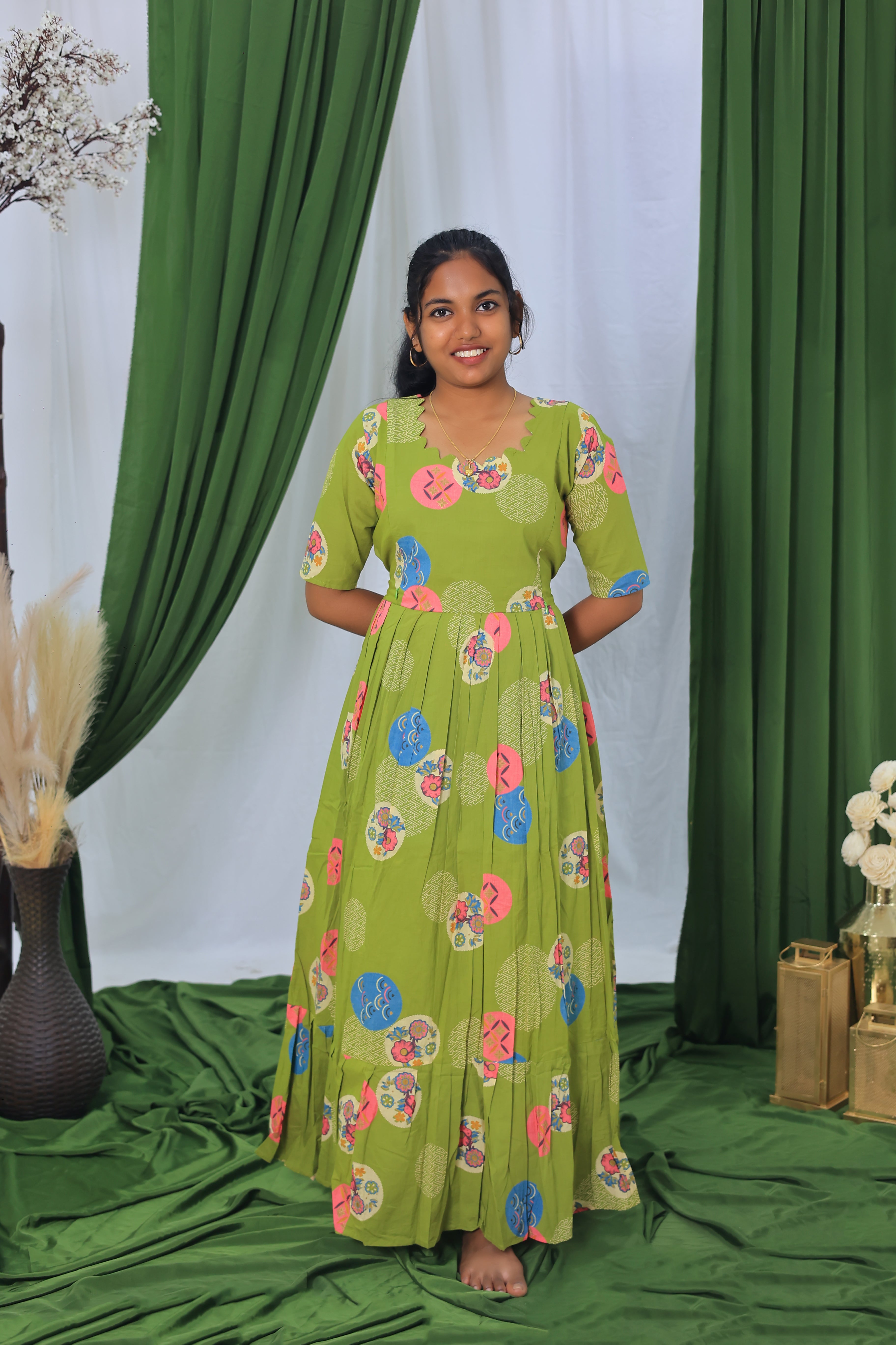 Soft cotton Maternity maxi - woods