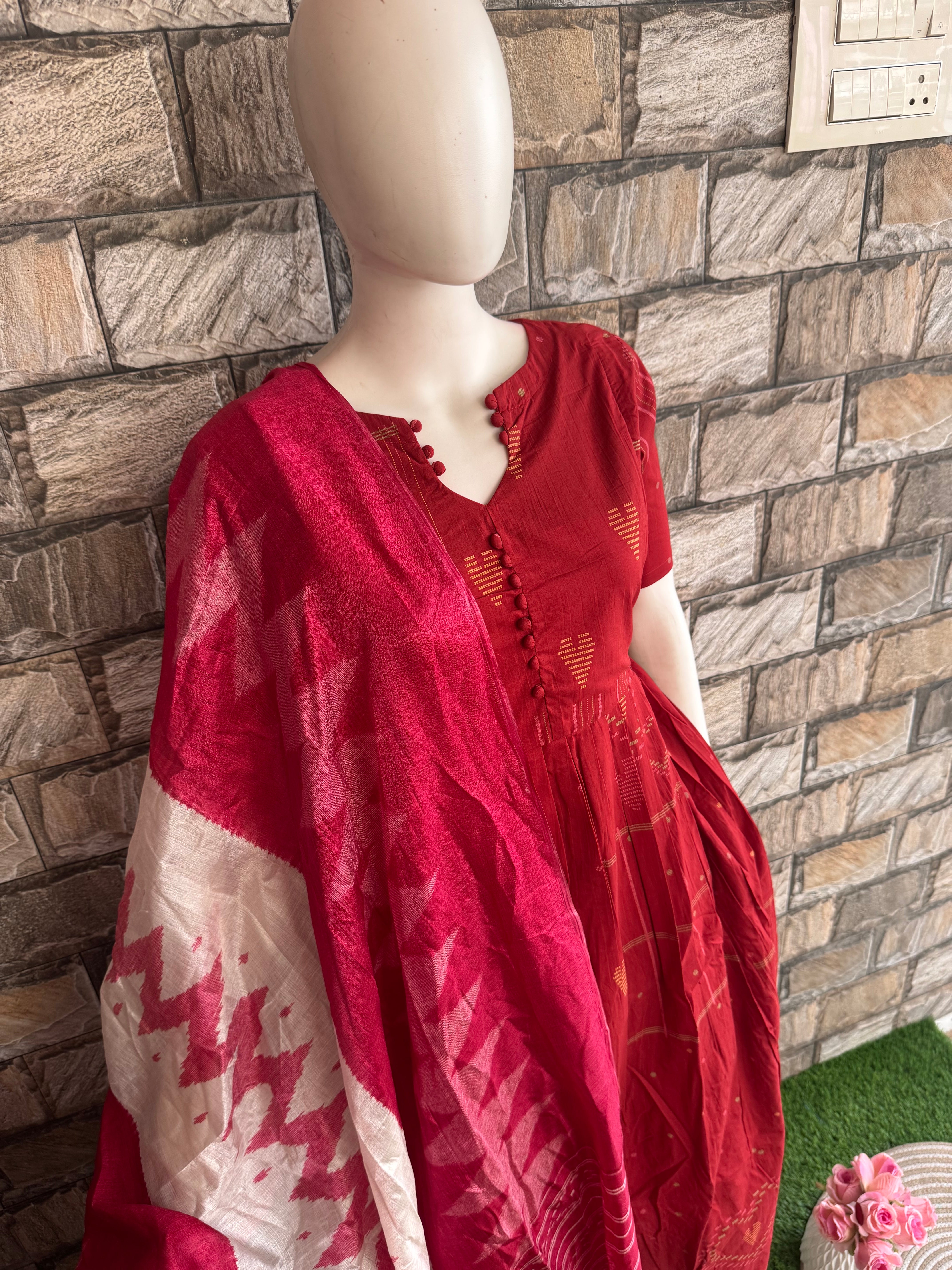 Maroon zig zag  dupatta