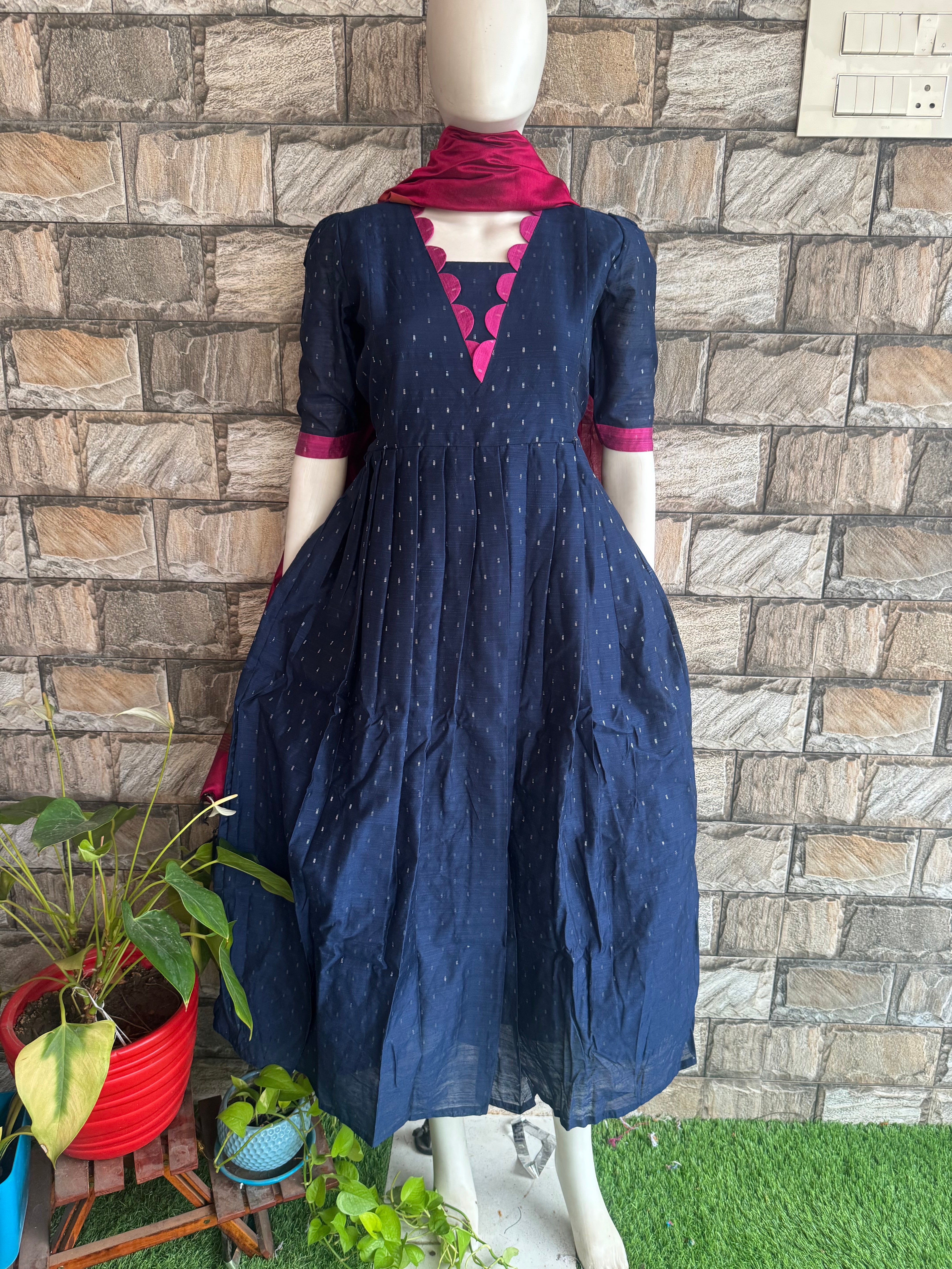 Festive wear Maternity raw silk maxi Bluey