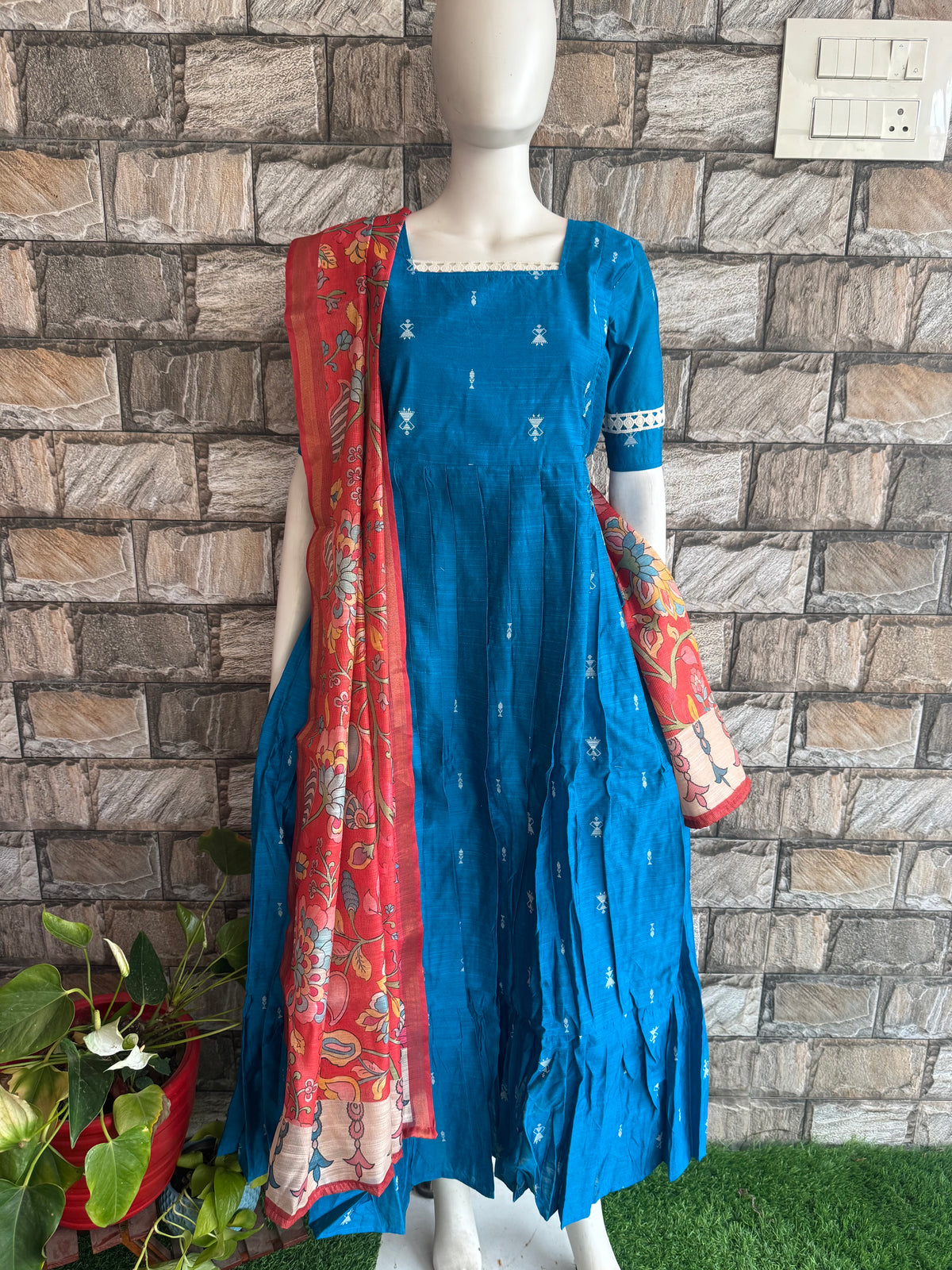 Diwali series Maternity raw silk maxi- with Dupatta