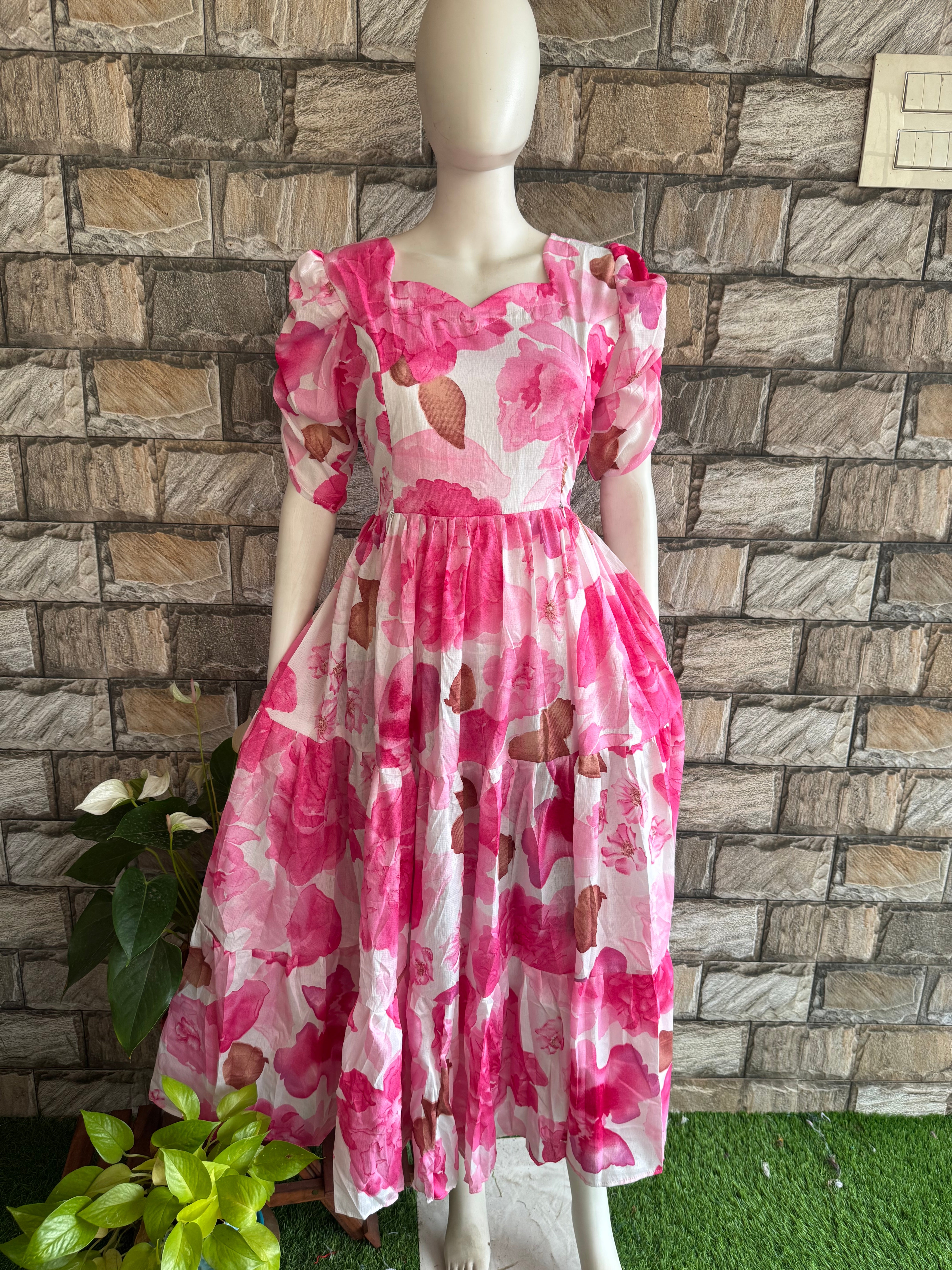 Pink delta maternity maxi