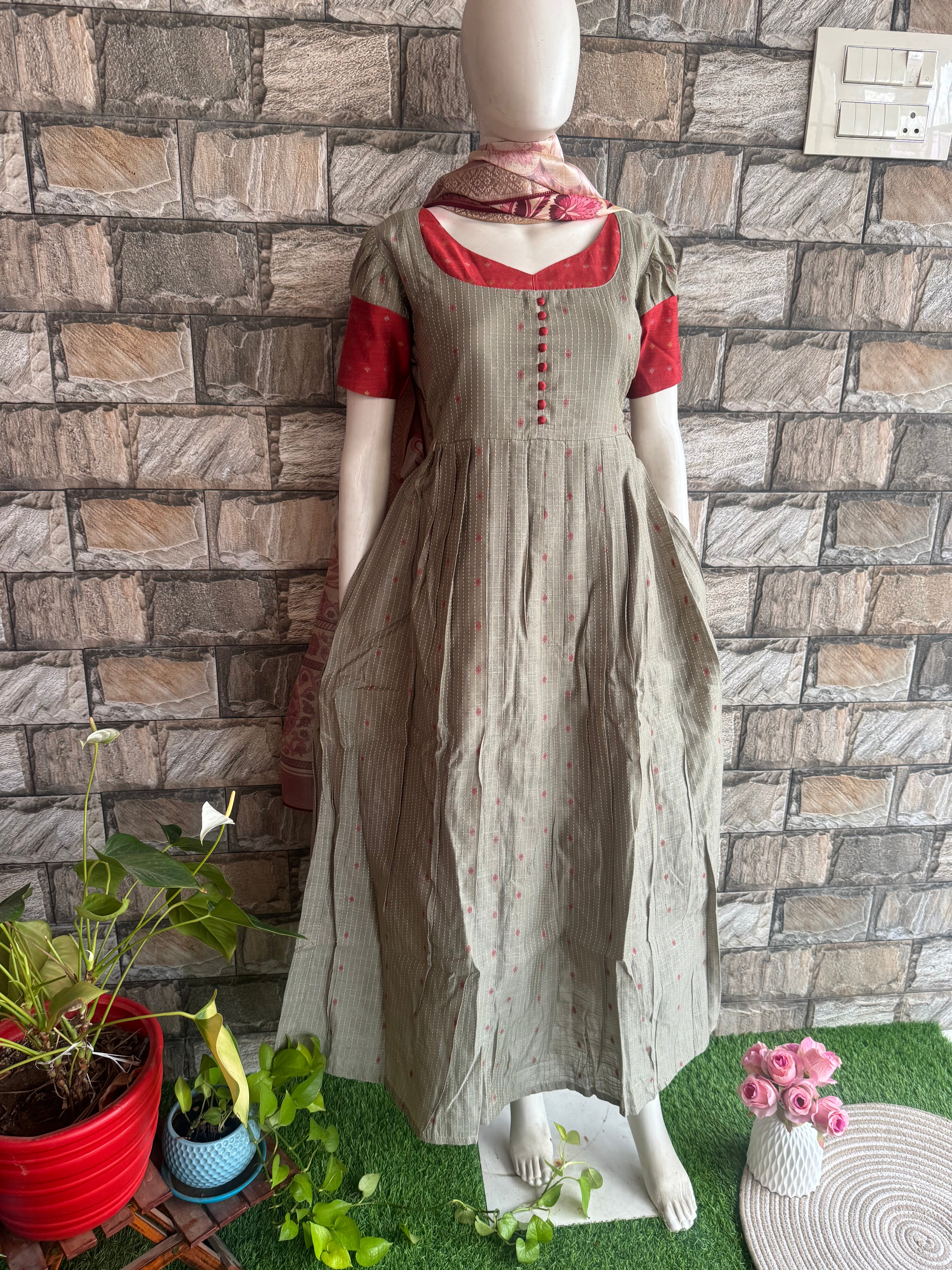 Festive wear Maternity raw silk maxi English color