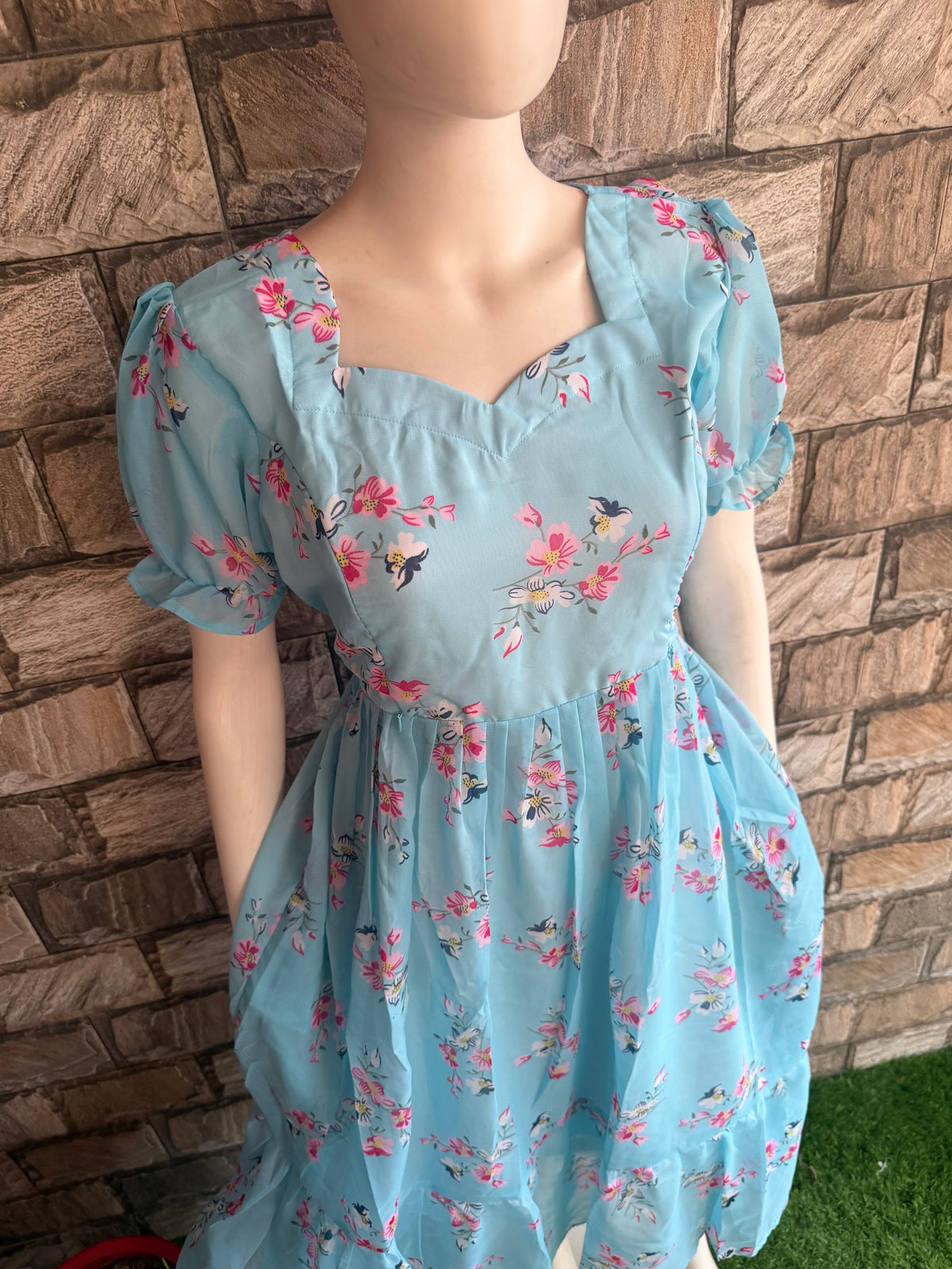 Georgette Maternity Feeding maxi Sky blue
