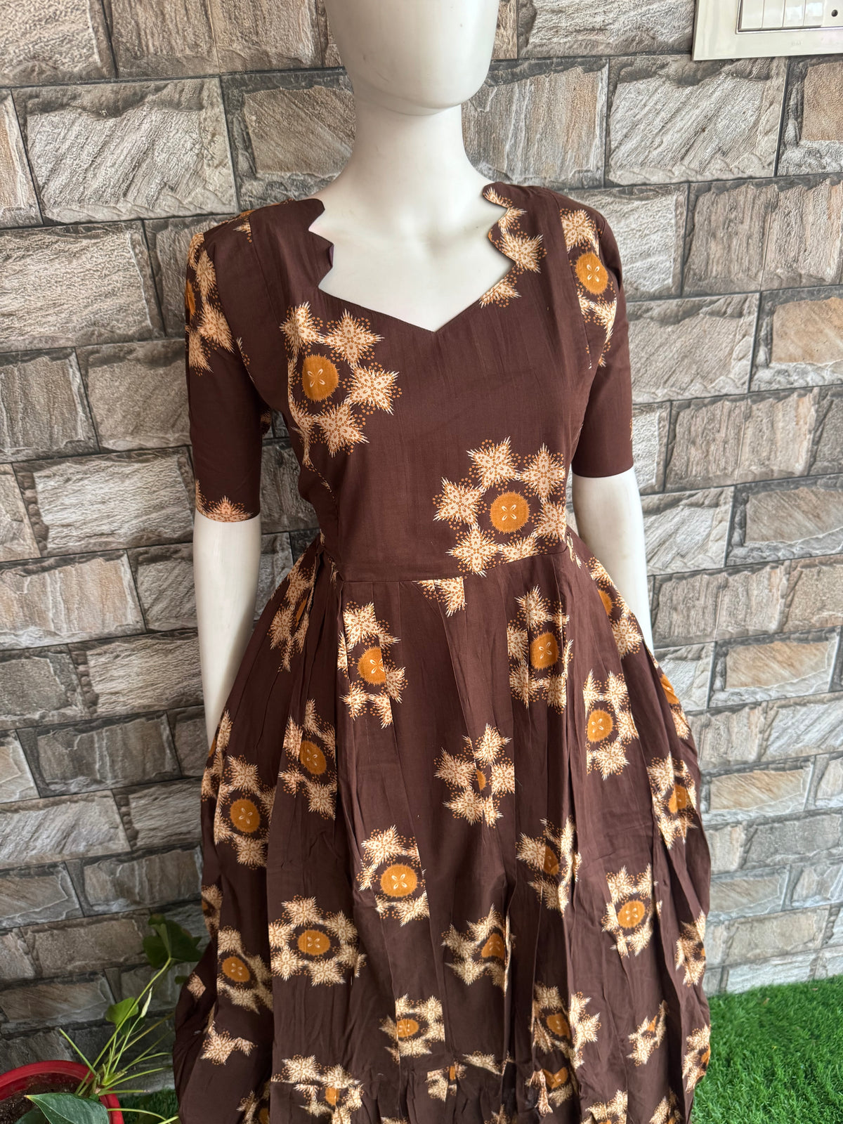 Soft cotton Maternity maxi without dupatta Coffee brown