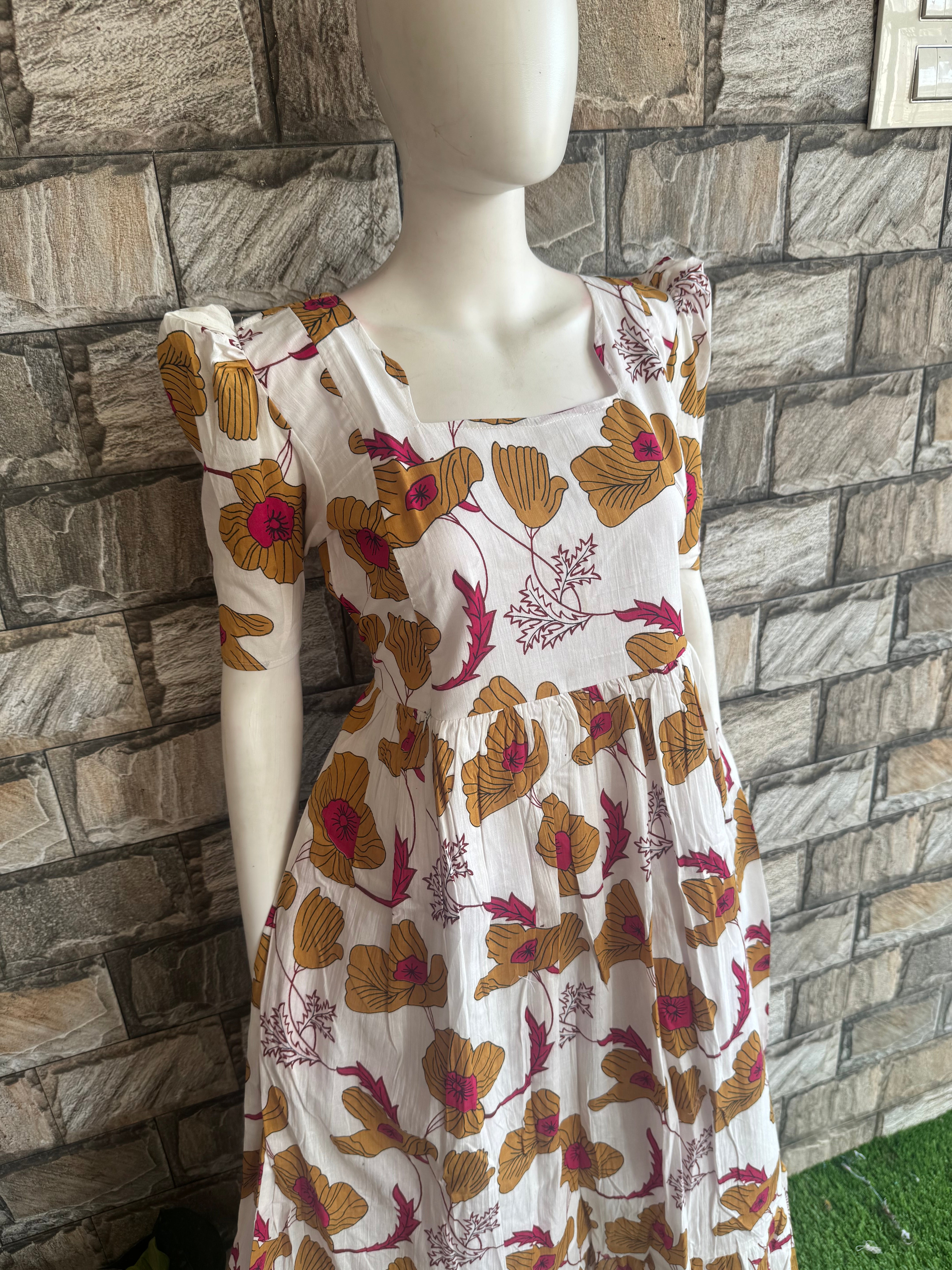 White cotton Maternity maxi