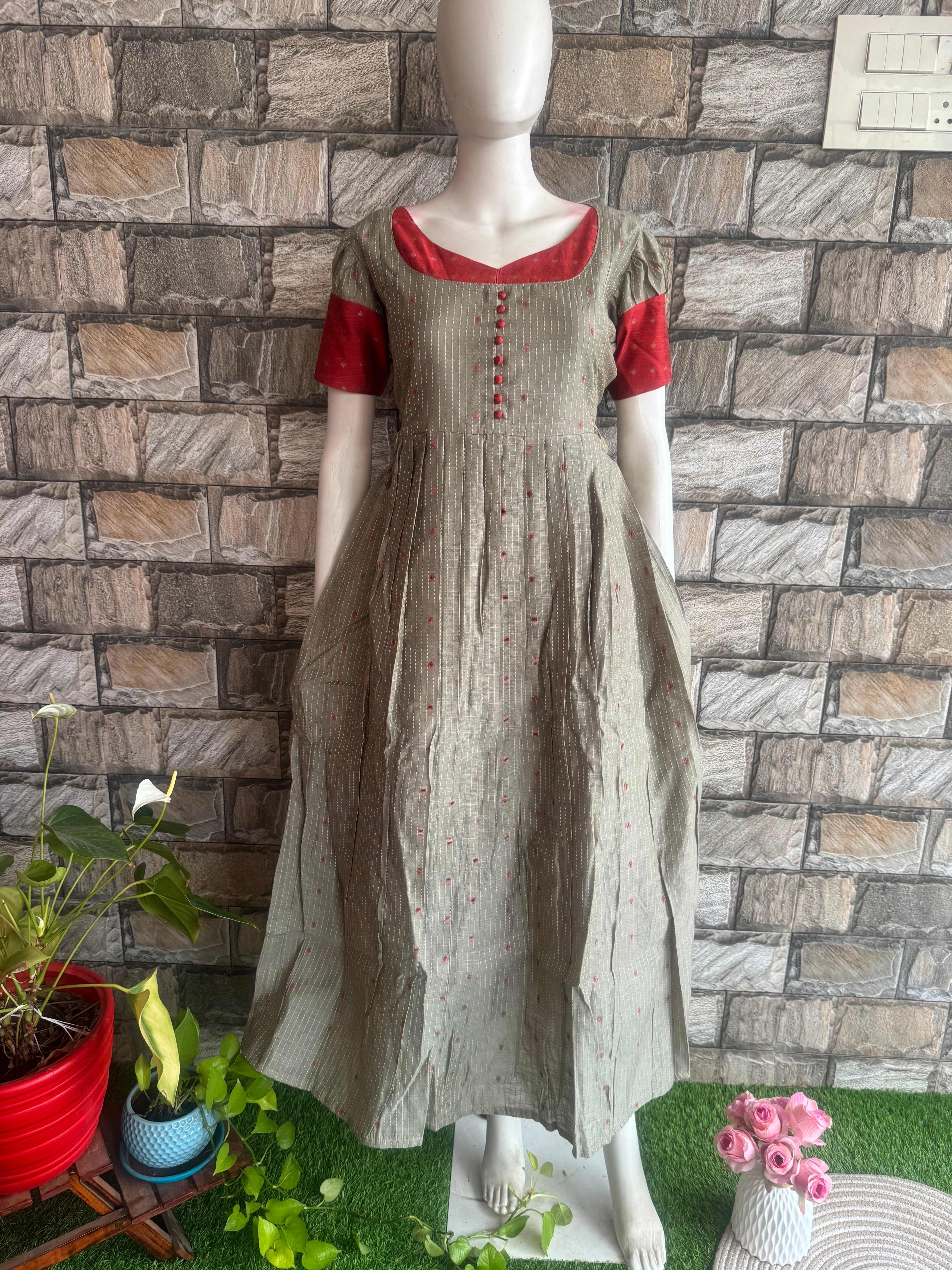 Festive wear Maternity raw silk maxi English color