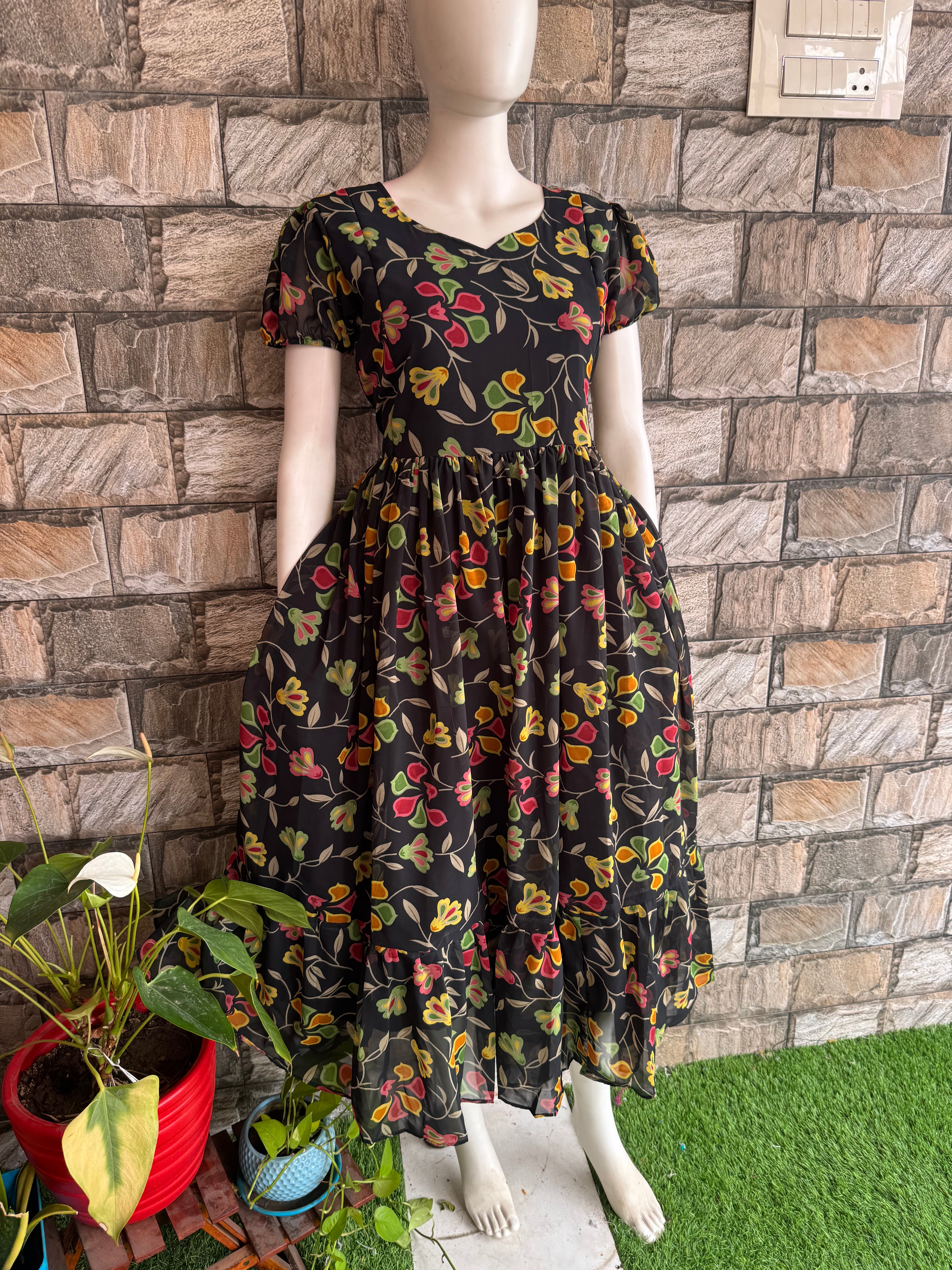 Black Georgette Maternity Maxi
