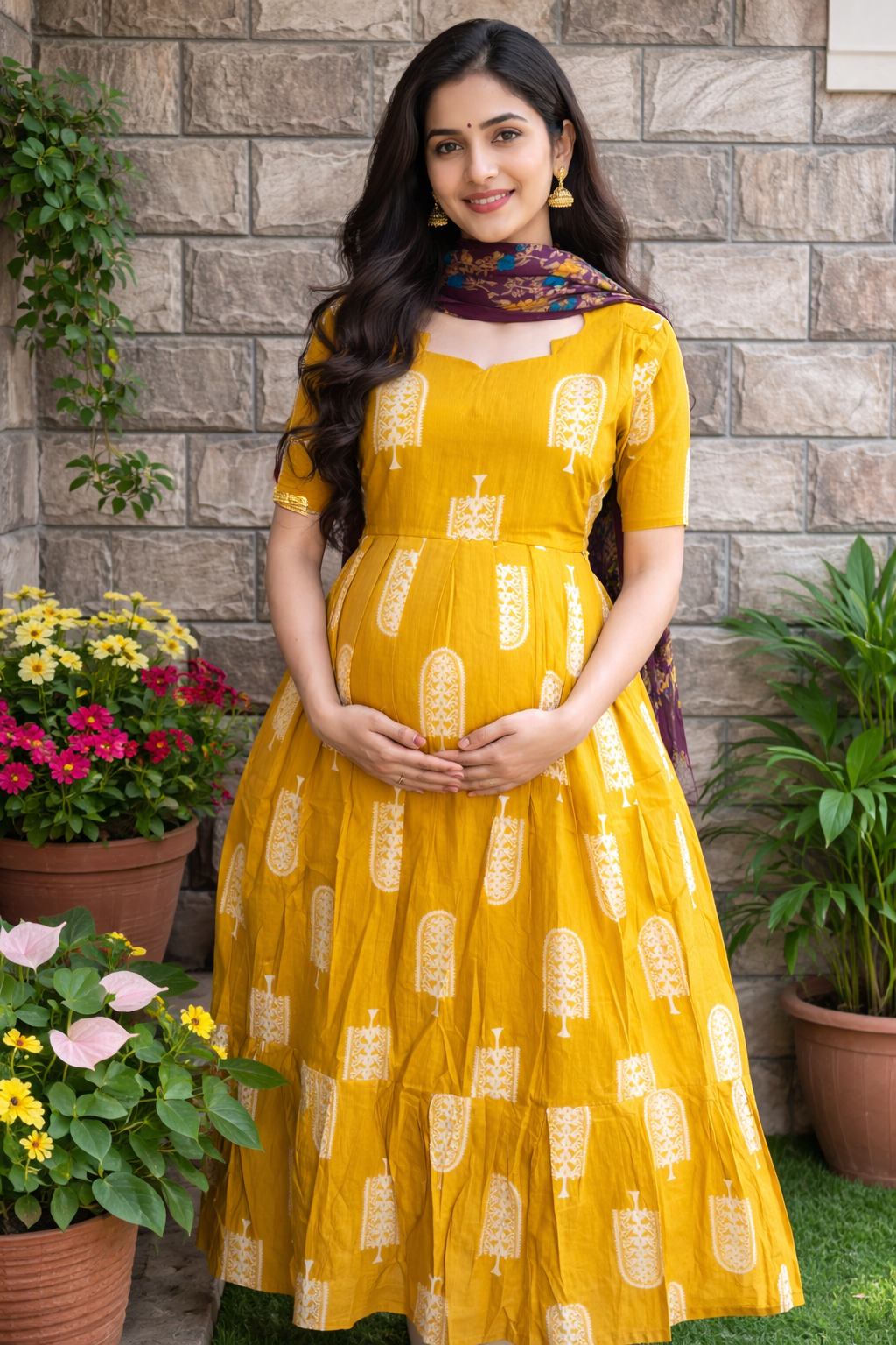 Yellow Blossom Maternity Maxi
