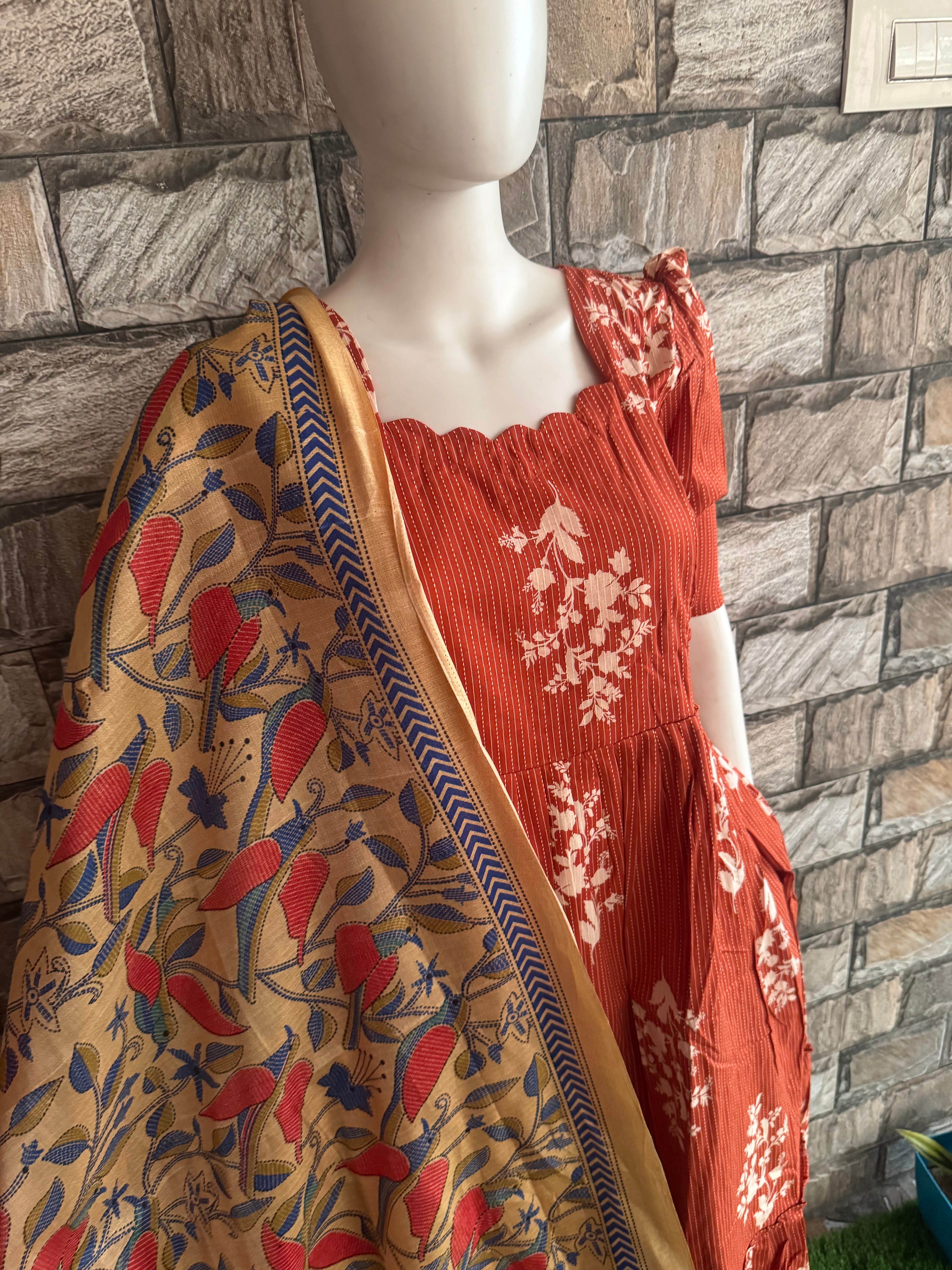 Cream shade poly khadhi dupatta