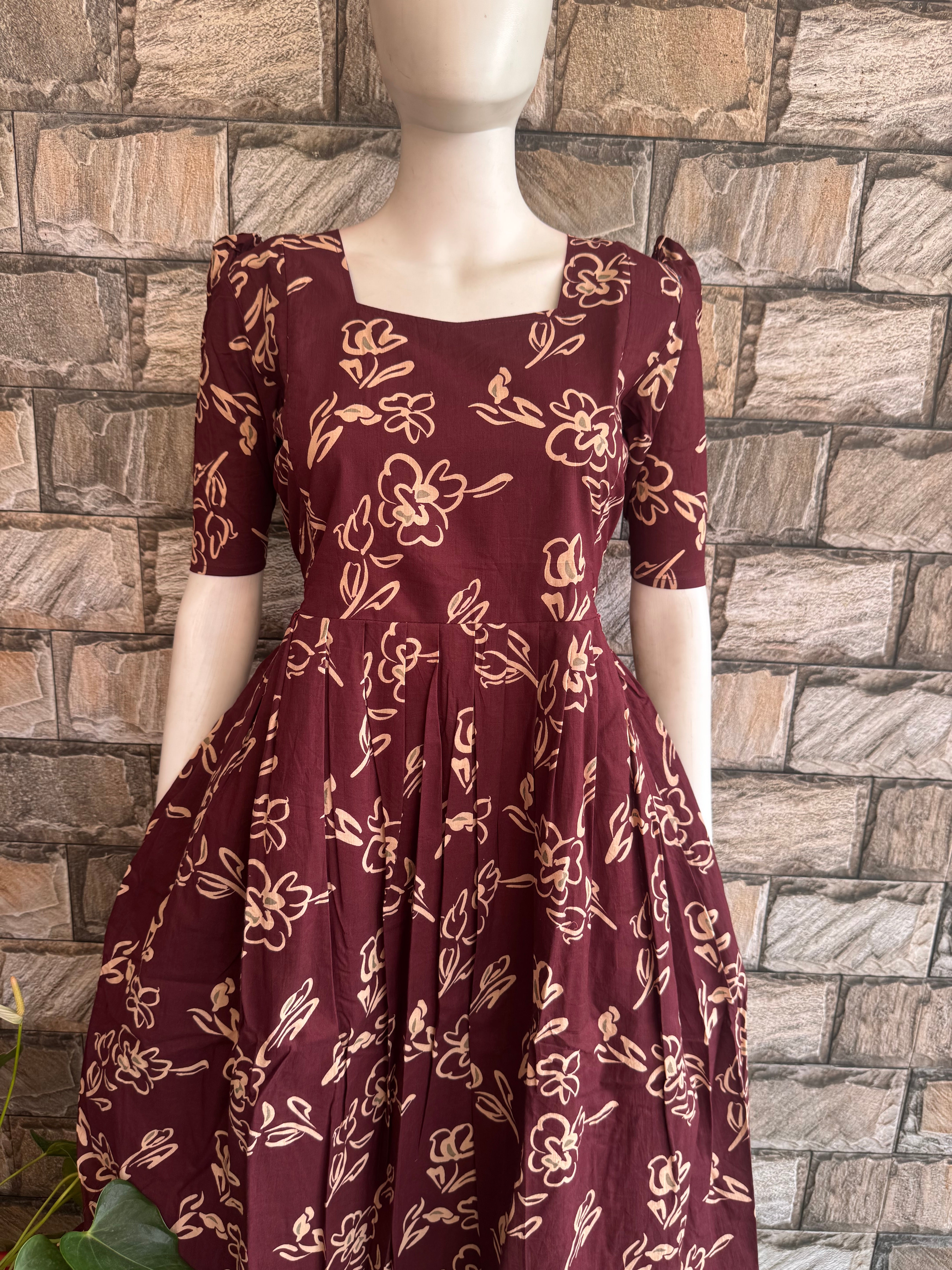 Brick brown peel soft cotton Maternity maxi