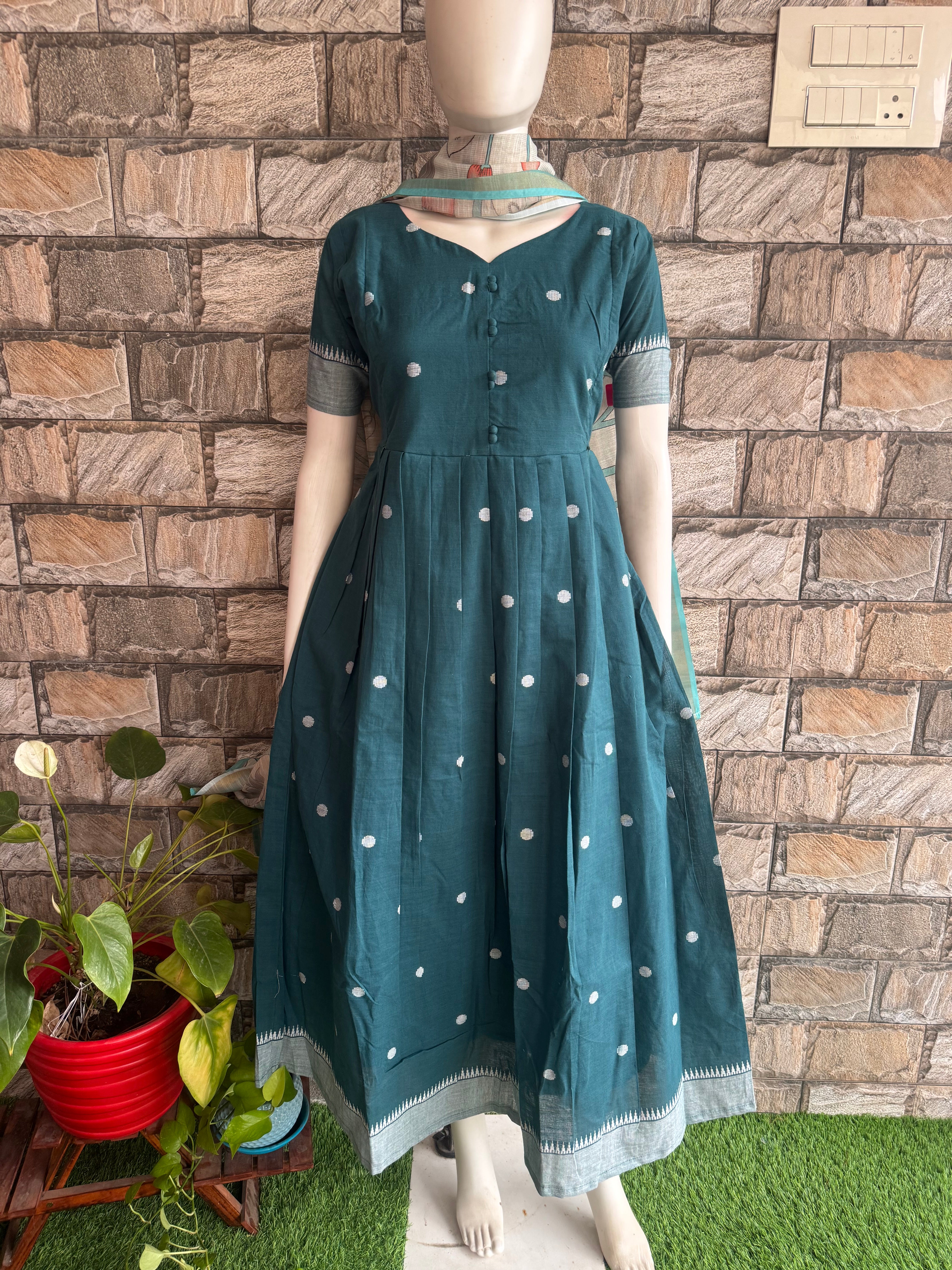 Maternity maxi Handloom cotton Best price Rama Green
