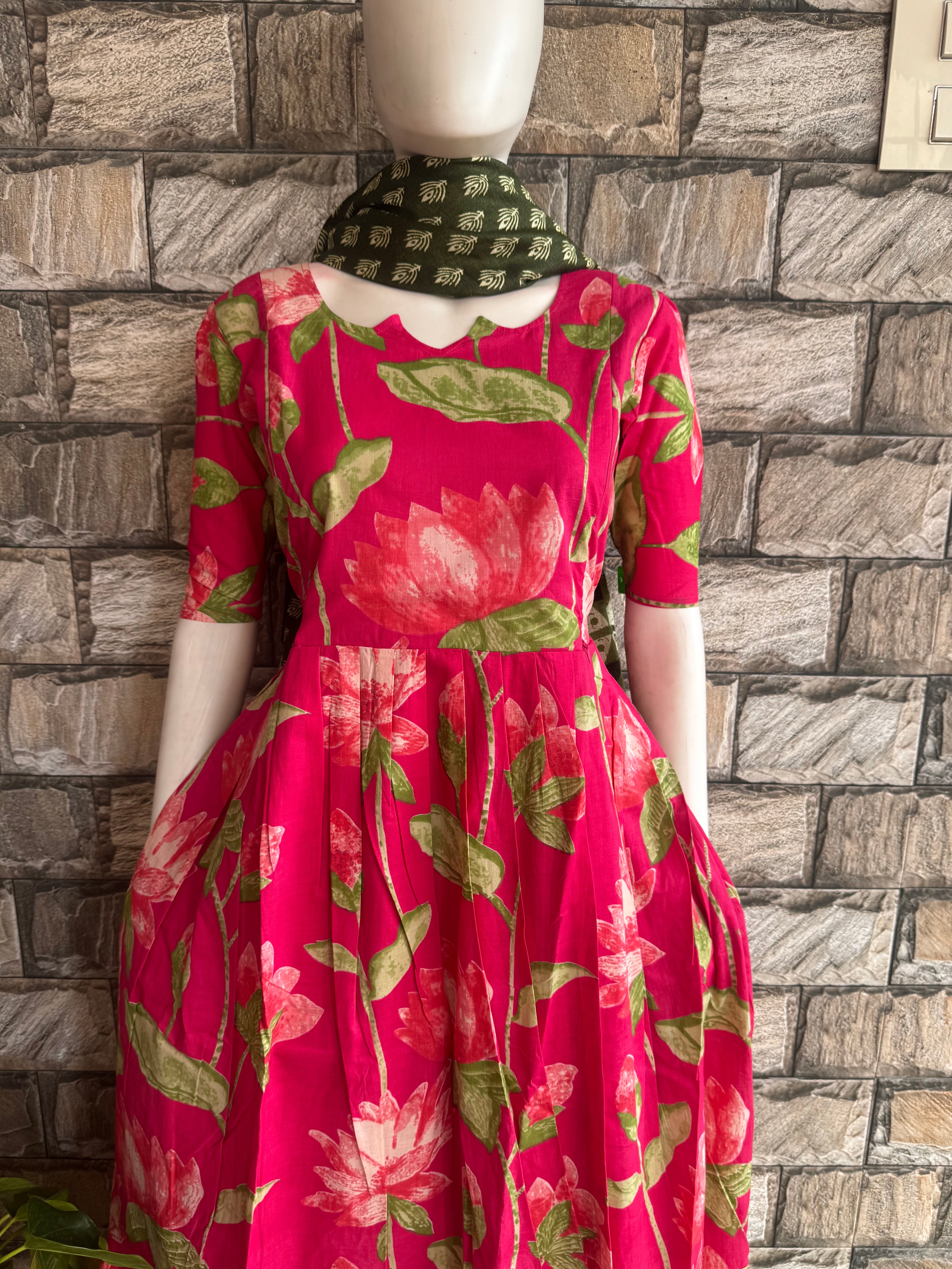 Lotus  pink soft cotton Maternity maxi
