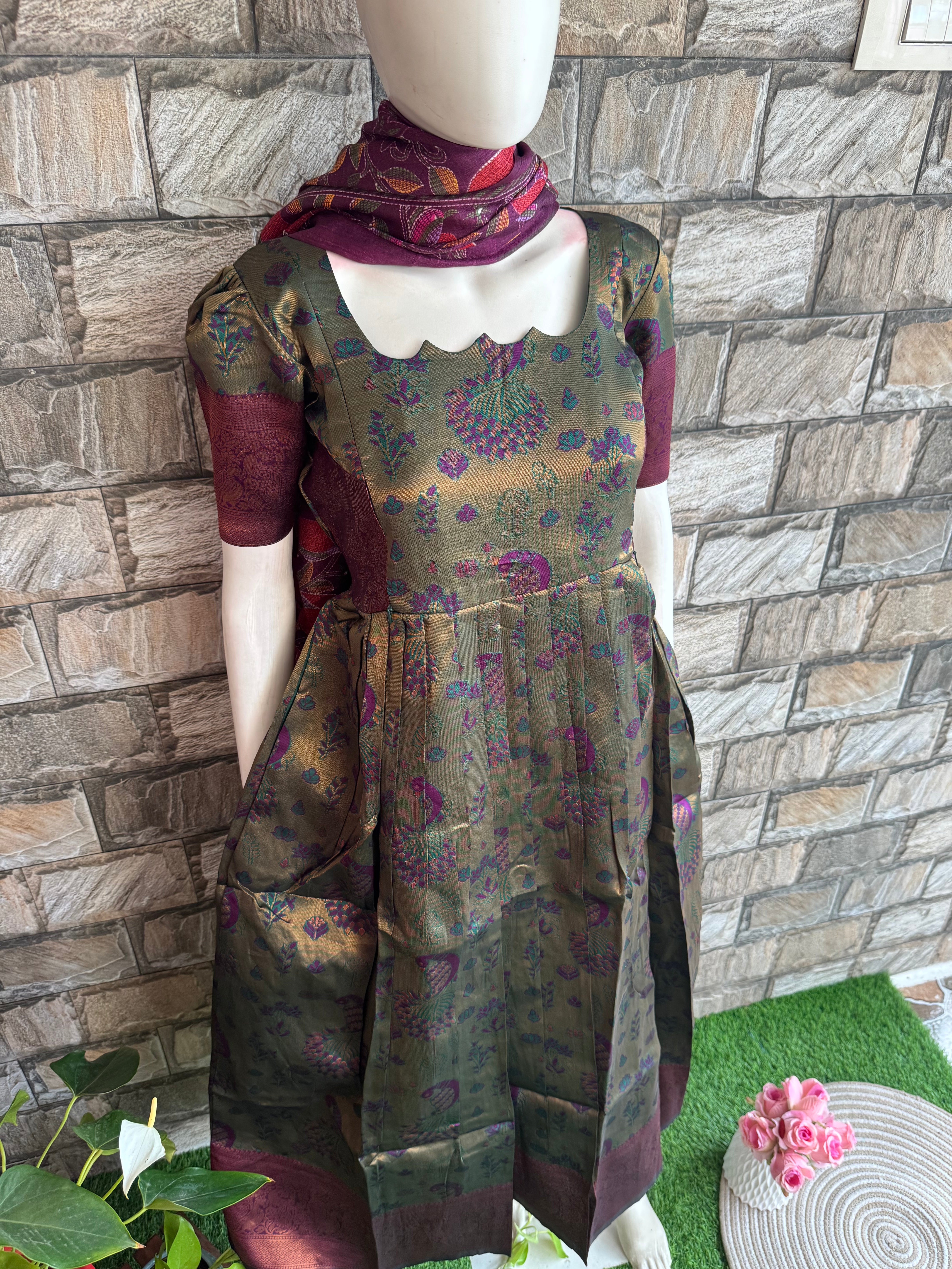 Festive wear Maternity Banarasi silk maxi