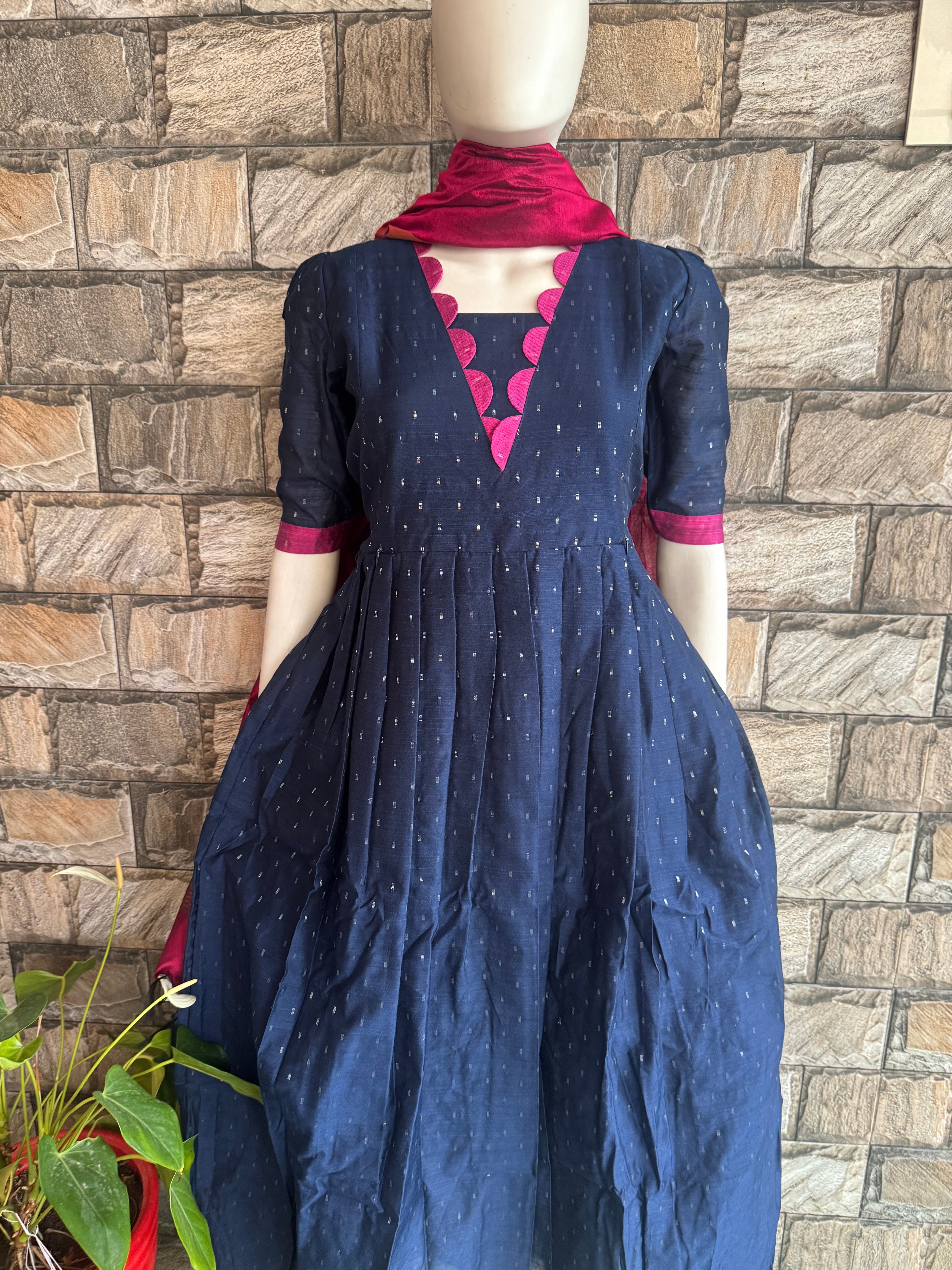 Festive wear Maternity raw silk maxi Bluey