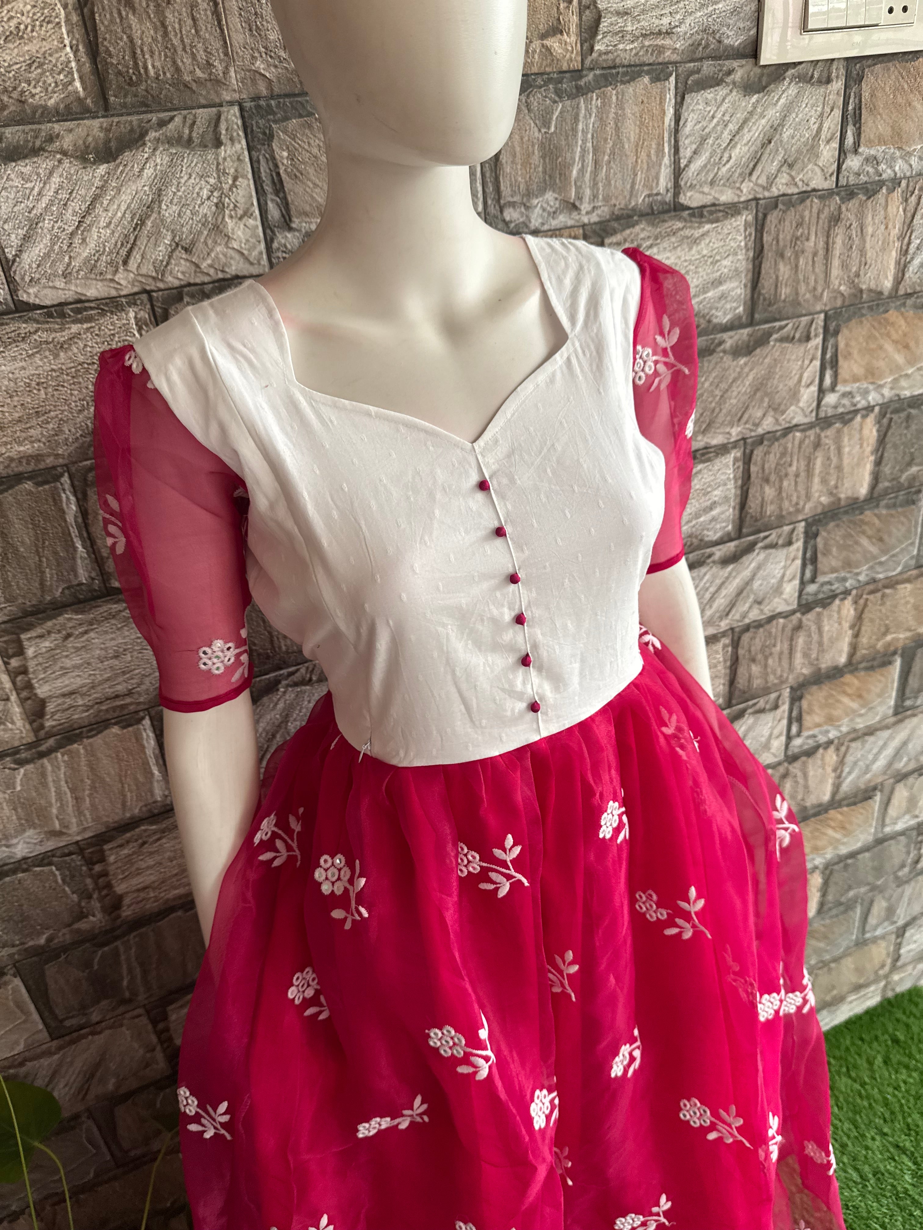 Candy pink Organza Maternity Maxi