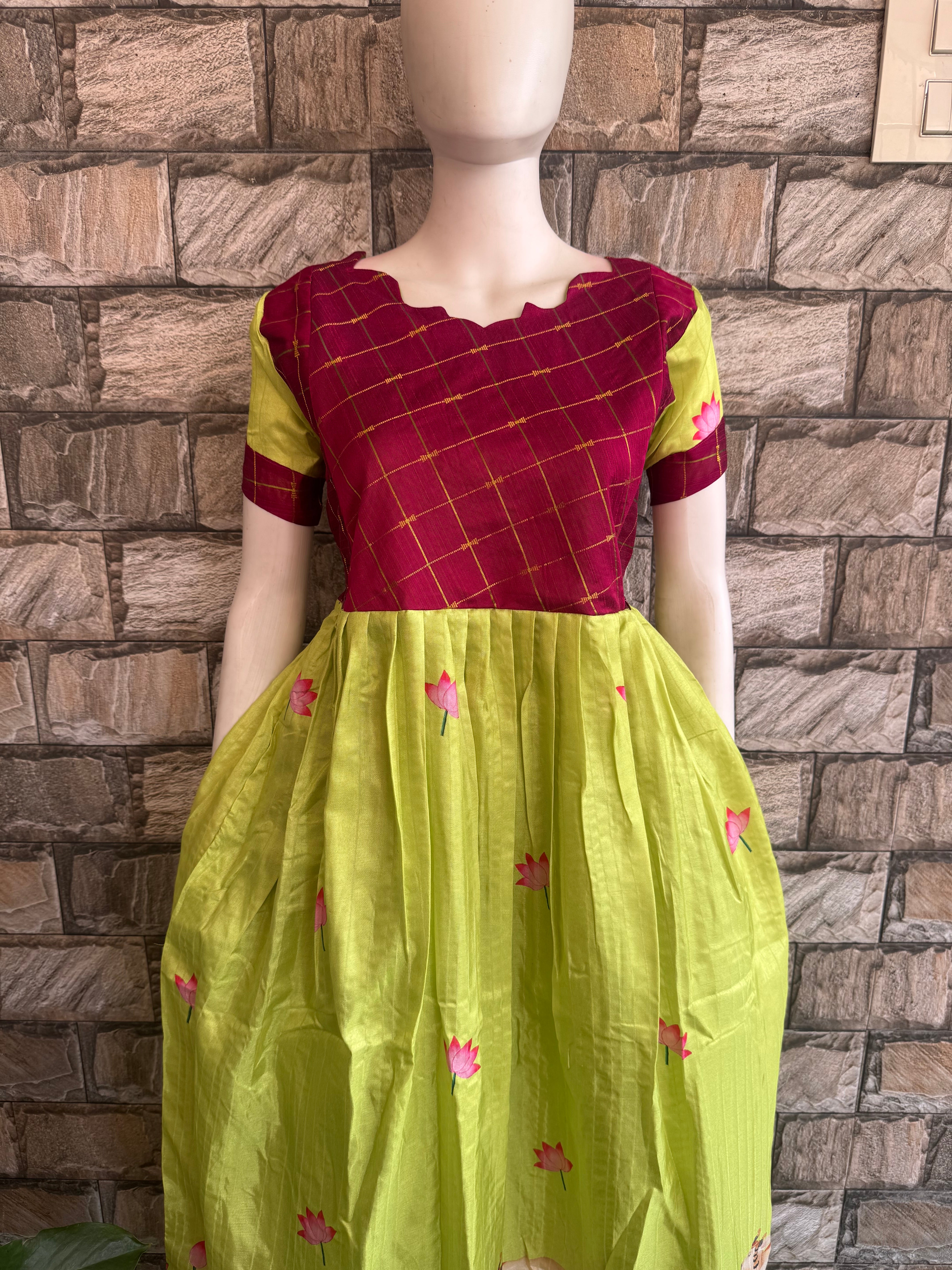 Pichwai  design Chanderi Maternity maxi
