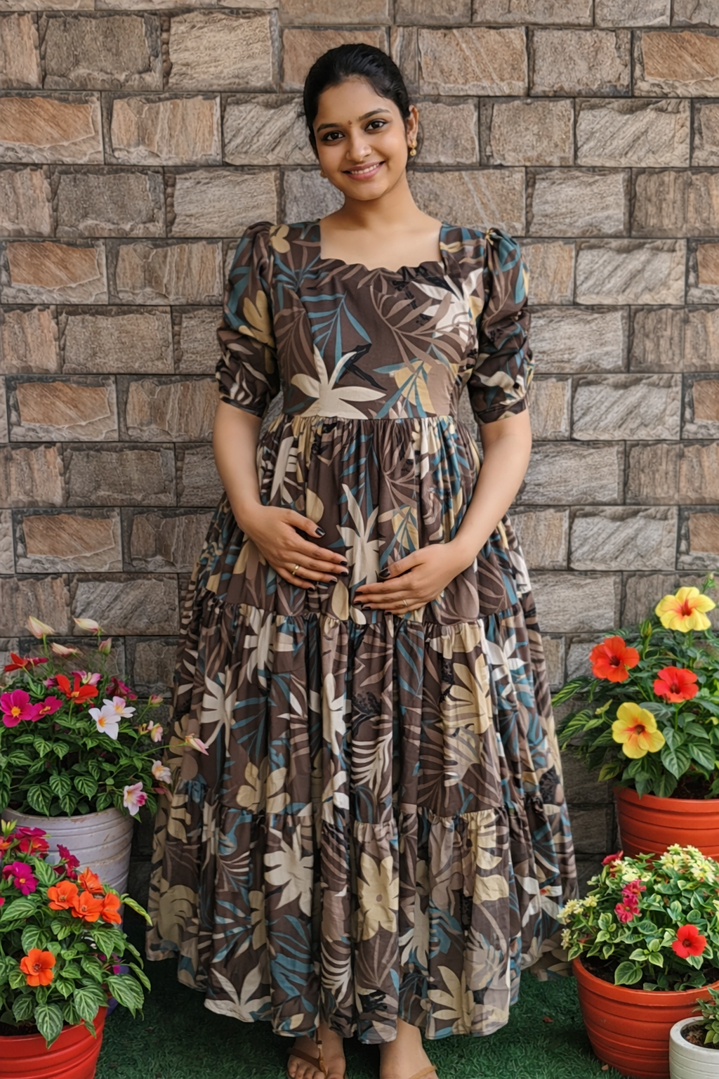Brownie Delta crepe Maternity maxi