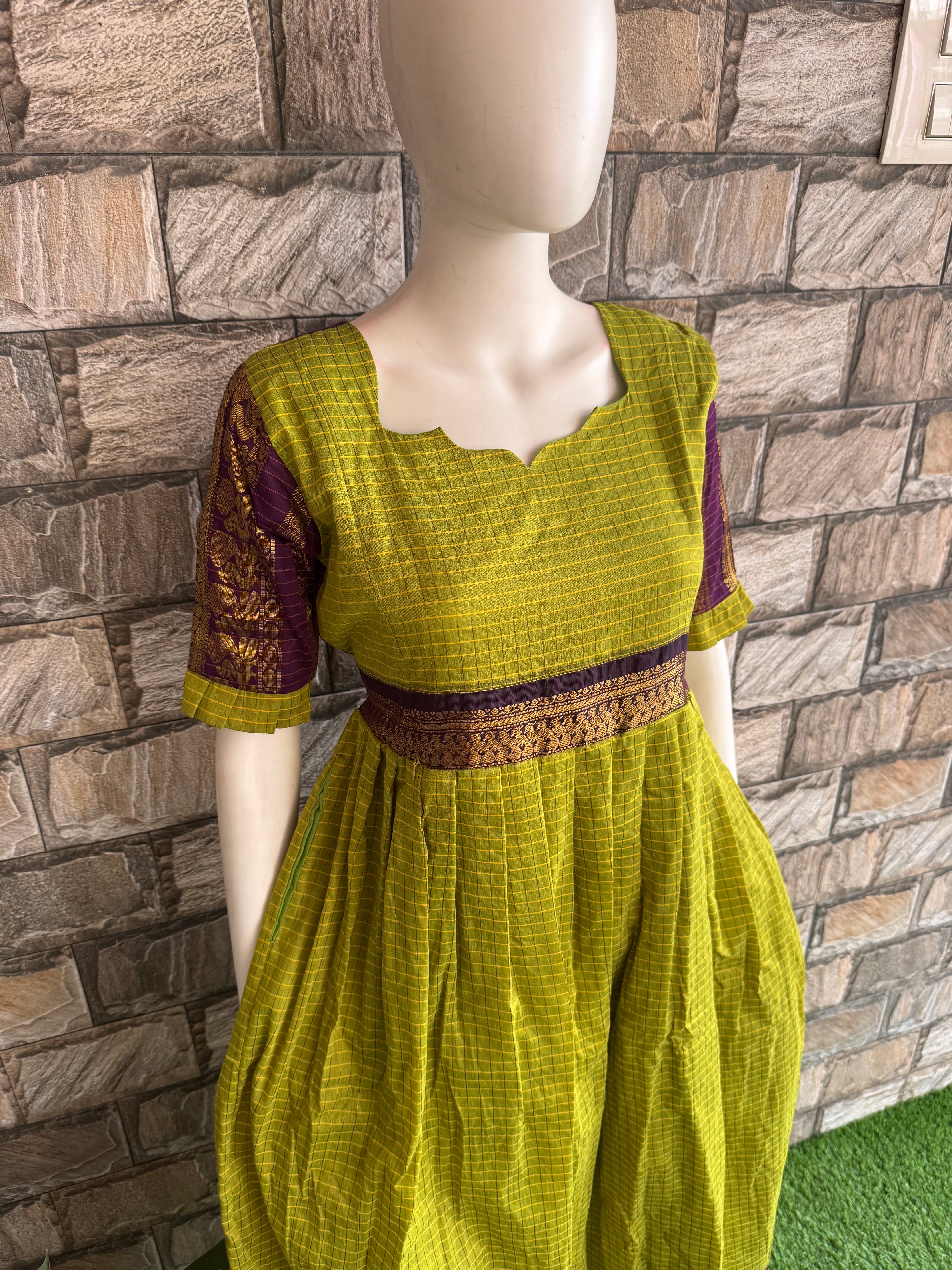 Green Kalyani cotton Maternity Maxi